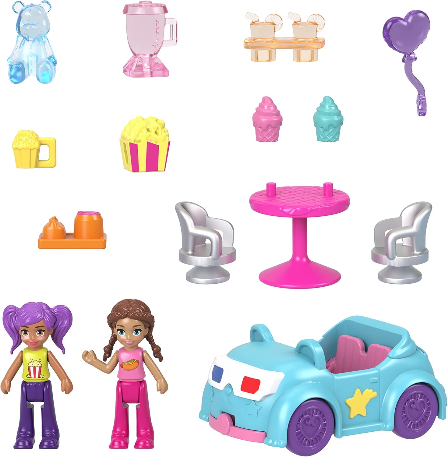 Polly Pocket Pollyville Drive-In Movie Theatre Playset - 3-Floor Interactive Playset with Micro Dolls & Car, Ages 4+ 2