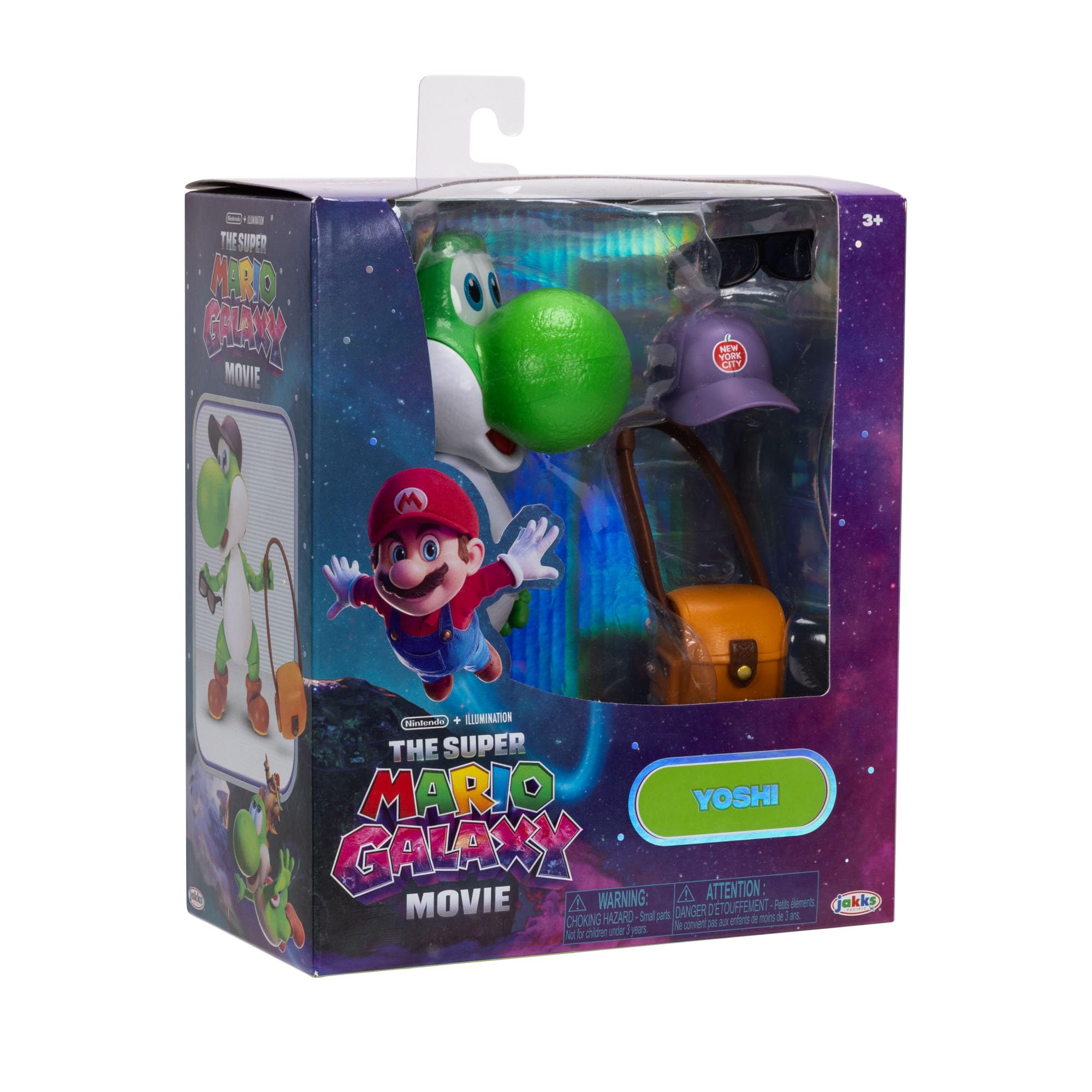 Jakks Pacific Super Mario Galaxy Movie Yoshi 5' Action Figure with Cap, Sunglasses & Satchel 4