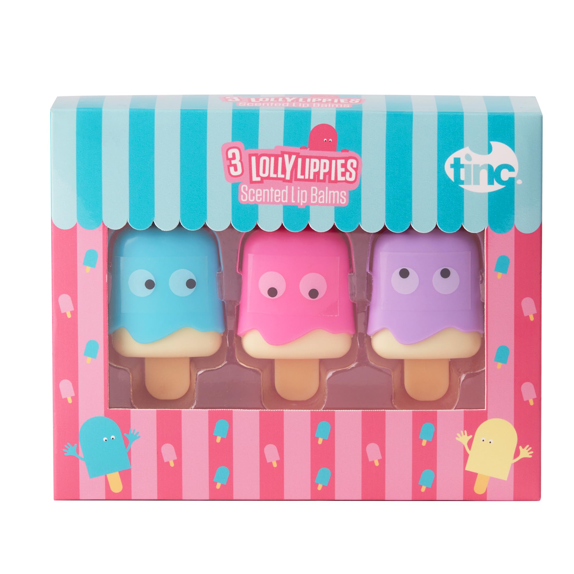 Tinc Ice Lolly Lip Balms - Hydrating, 3 Flavors (Candy, Vanilla, Rose) | Pack of 3