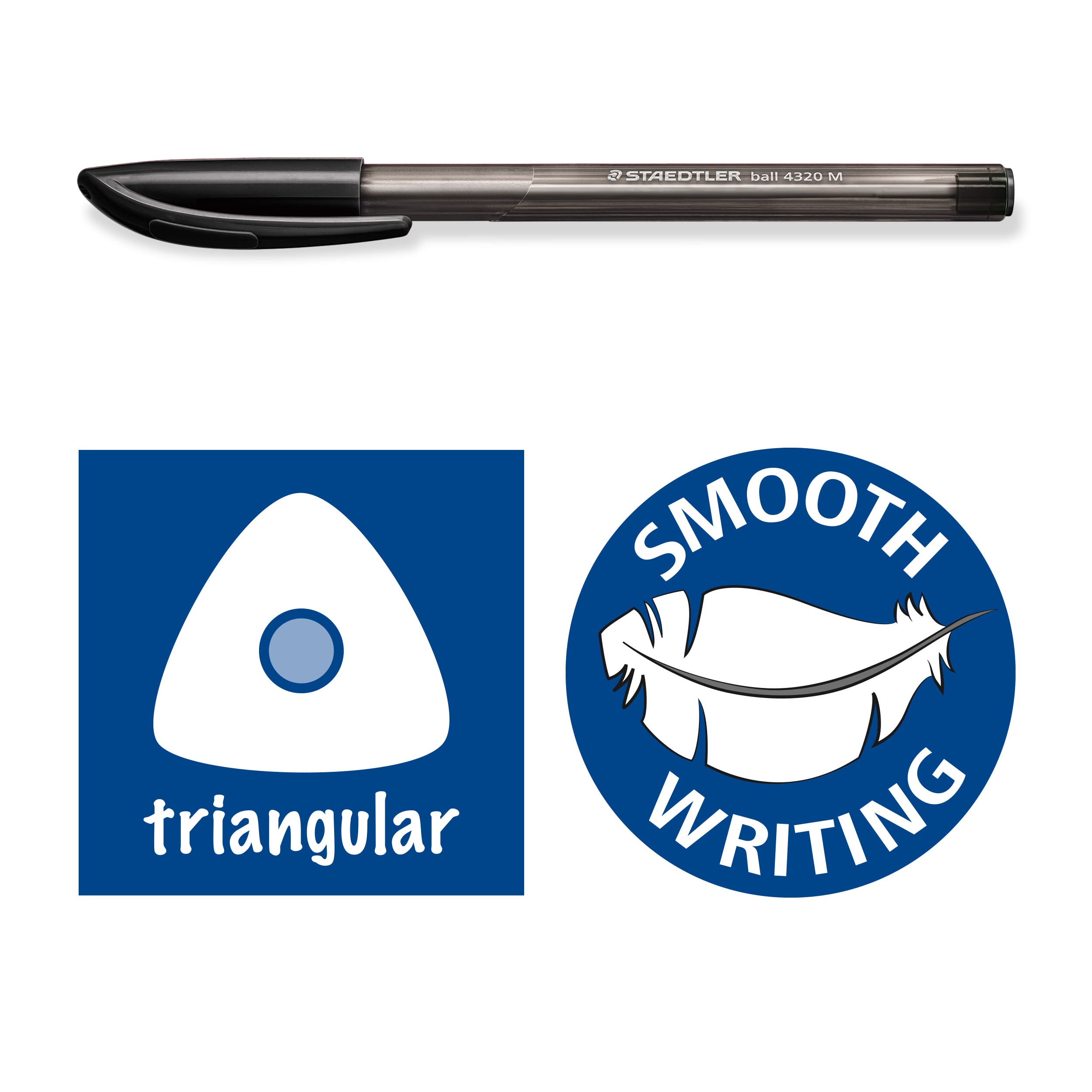STAEDTLER 4320 M-9 Stick Ballpoint Pen - Black Ink, 1.0mm Medium Line, Pack of 10 4