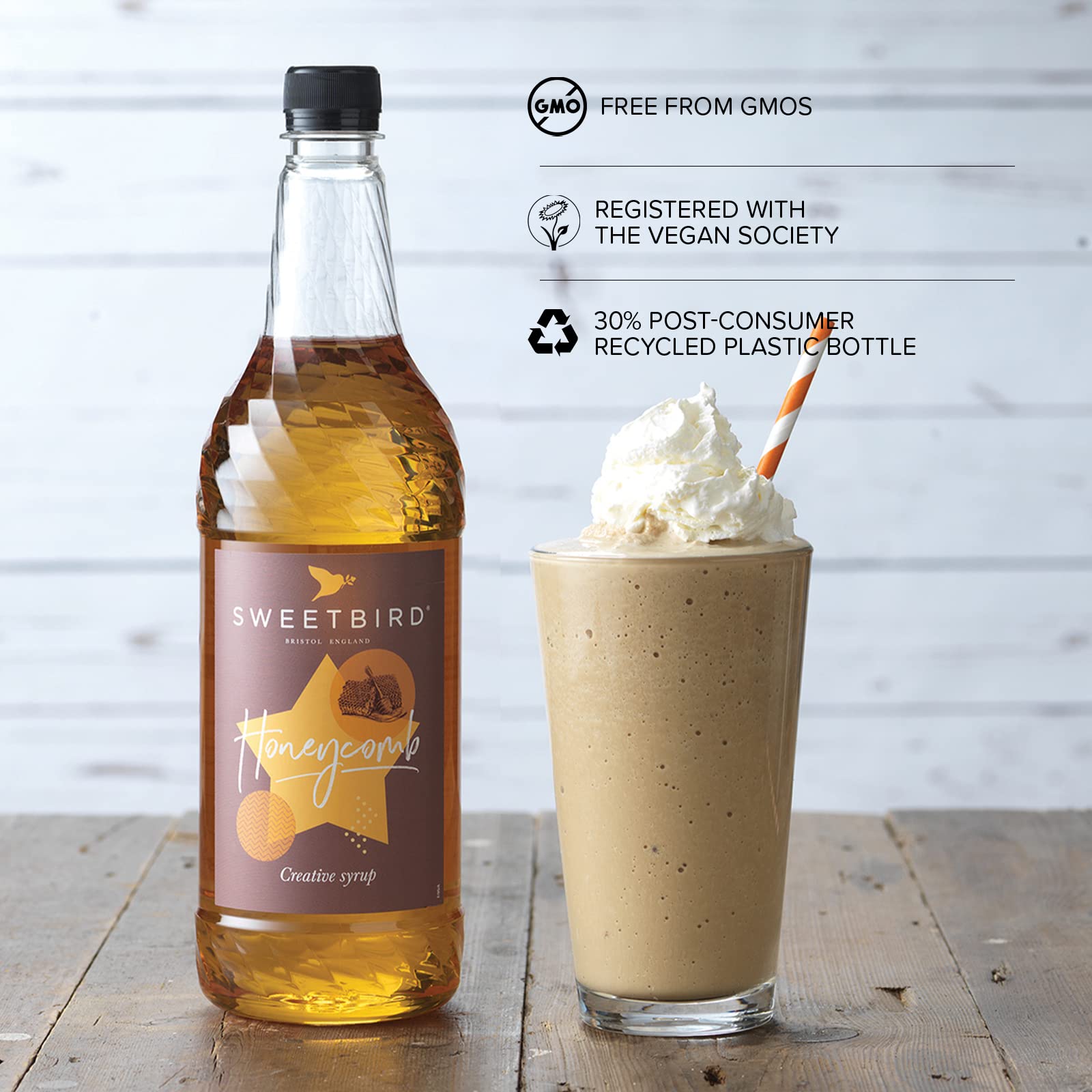 Sweetbird Honeycomb Syrup - 1 Litre | Vegan Friendly | Natural Colours & Flavours 3