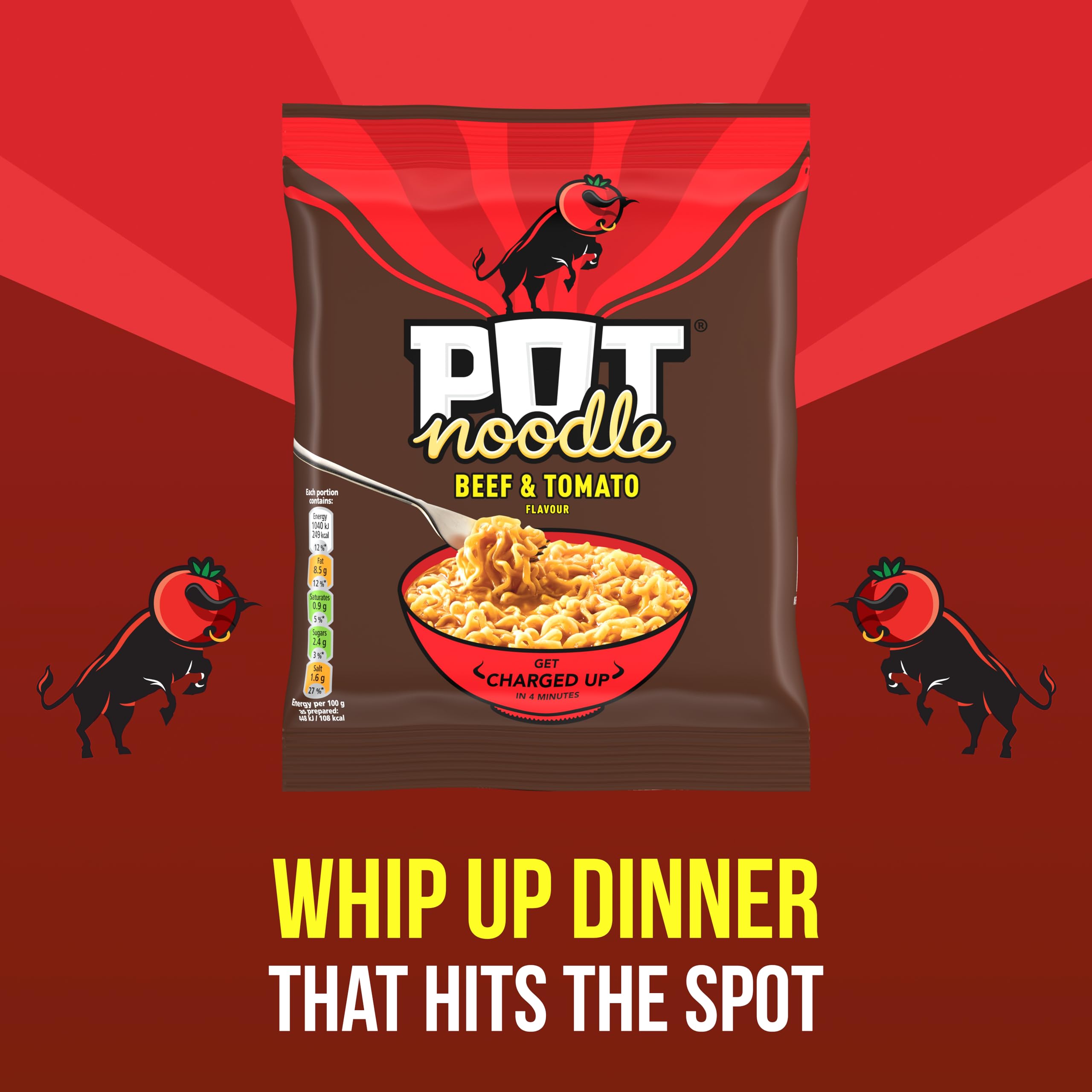 Pot Noodle Beef & Tomato Instant Noodles Block with Sauce and Seasoning | 2 Servings 4