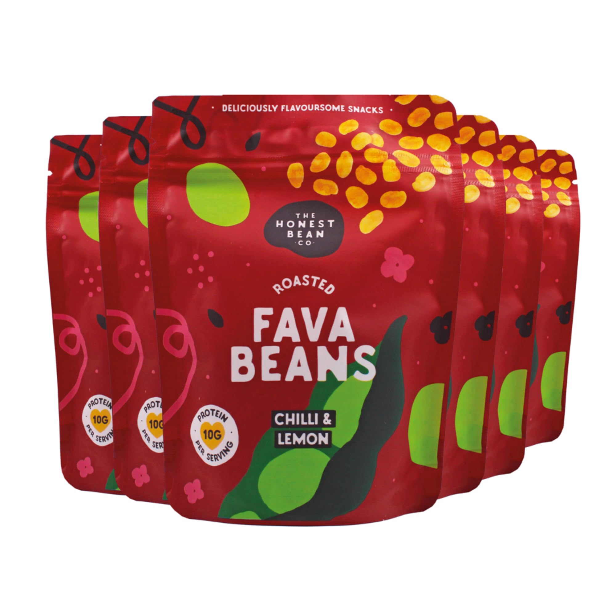 The Honest Bean Co Roasted Fava Bean Chilli & Lemon High Protein Vegan Snack 6 x 120g 1