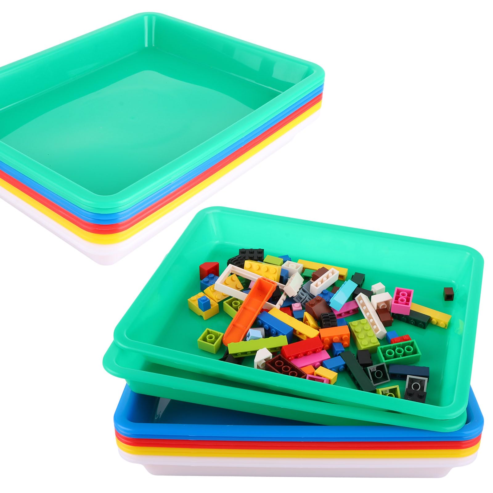 ASelected 10 Pcs Plastic Art Trays - 28x21x3cm | PP Plastic | 5 Assorted Colors