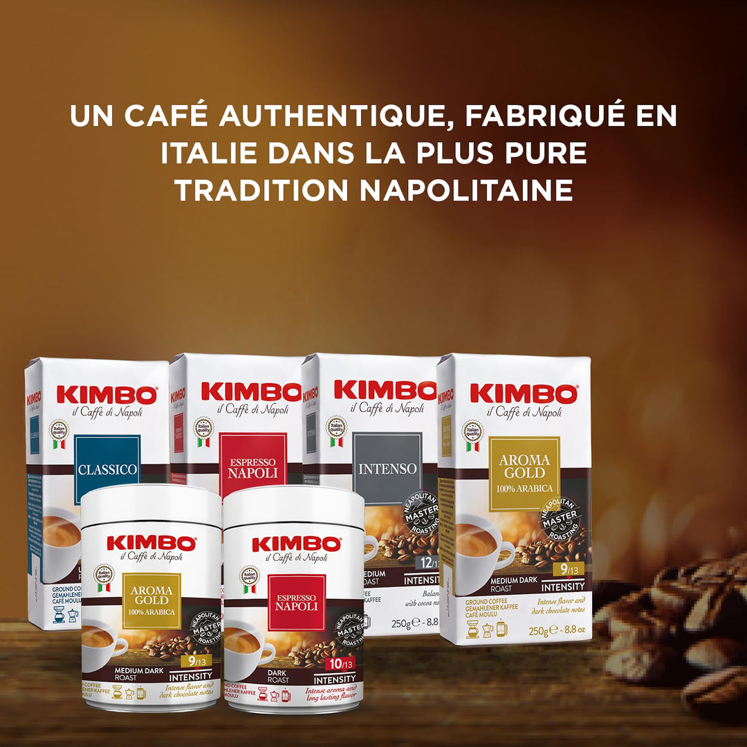 Kimbo Intenso Ground Coffee 250g - Italian Medium Roast for Moka Pot & Filter Machines