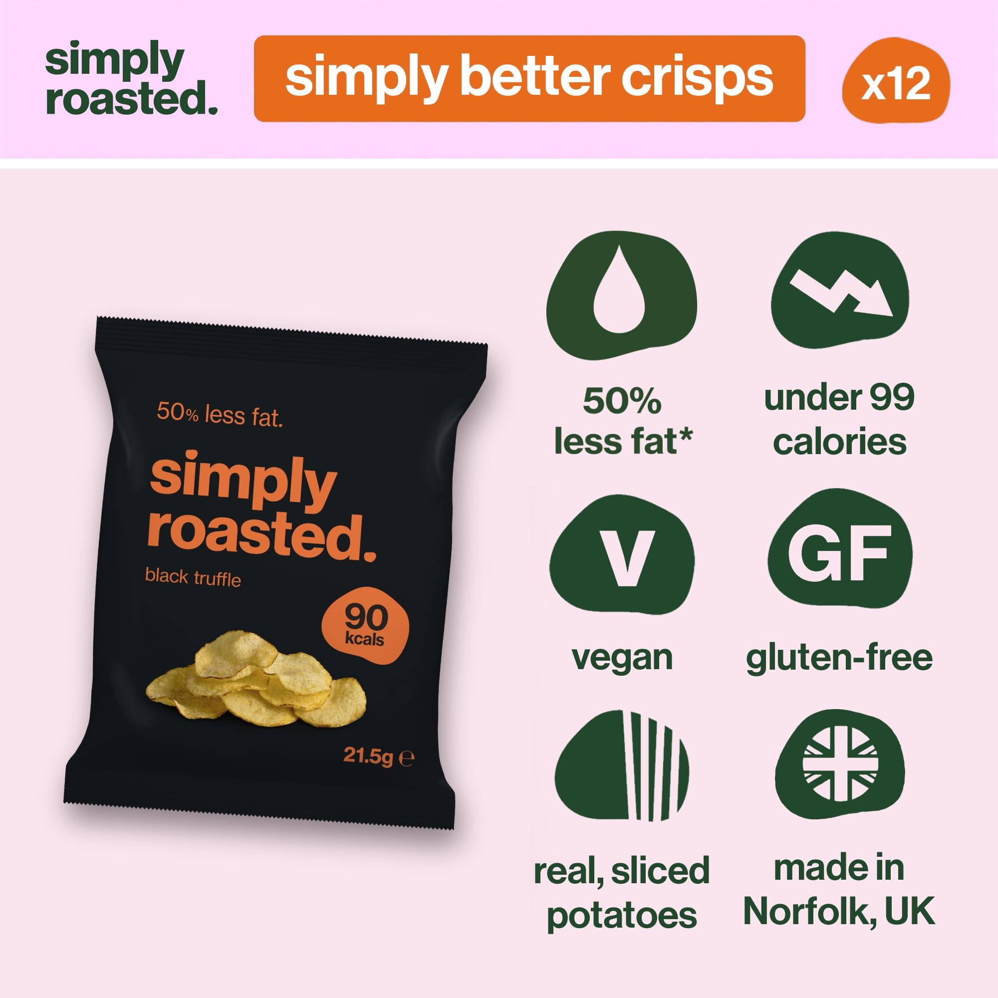 Simply Roasted Black Truffle Crisps - 12 x 21.5g Multipack | Roasted, Never Fried 2