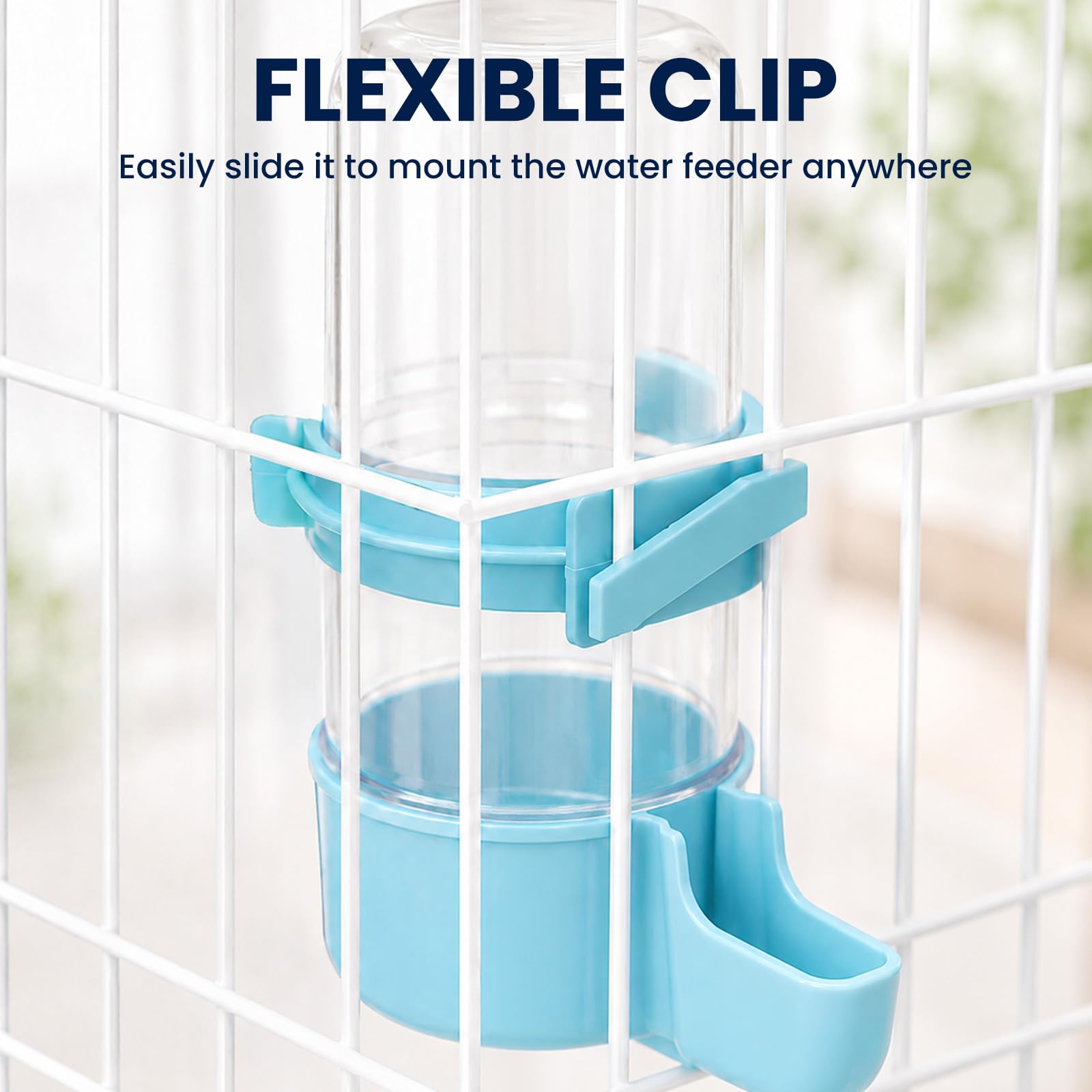 Muexoee Automatic Bird Water Dispenser - 2 Pack Cage-Mounted Gravity Feeder | White & Blue 8