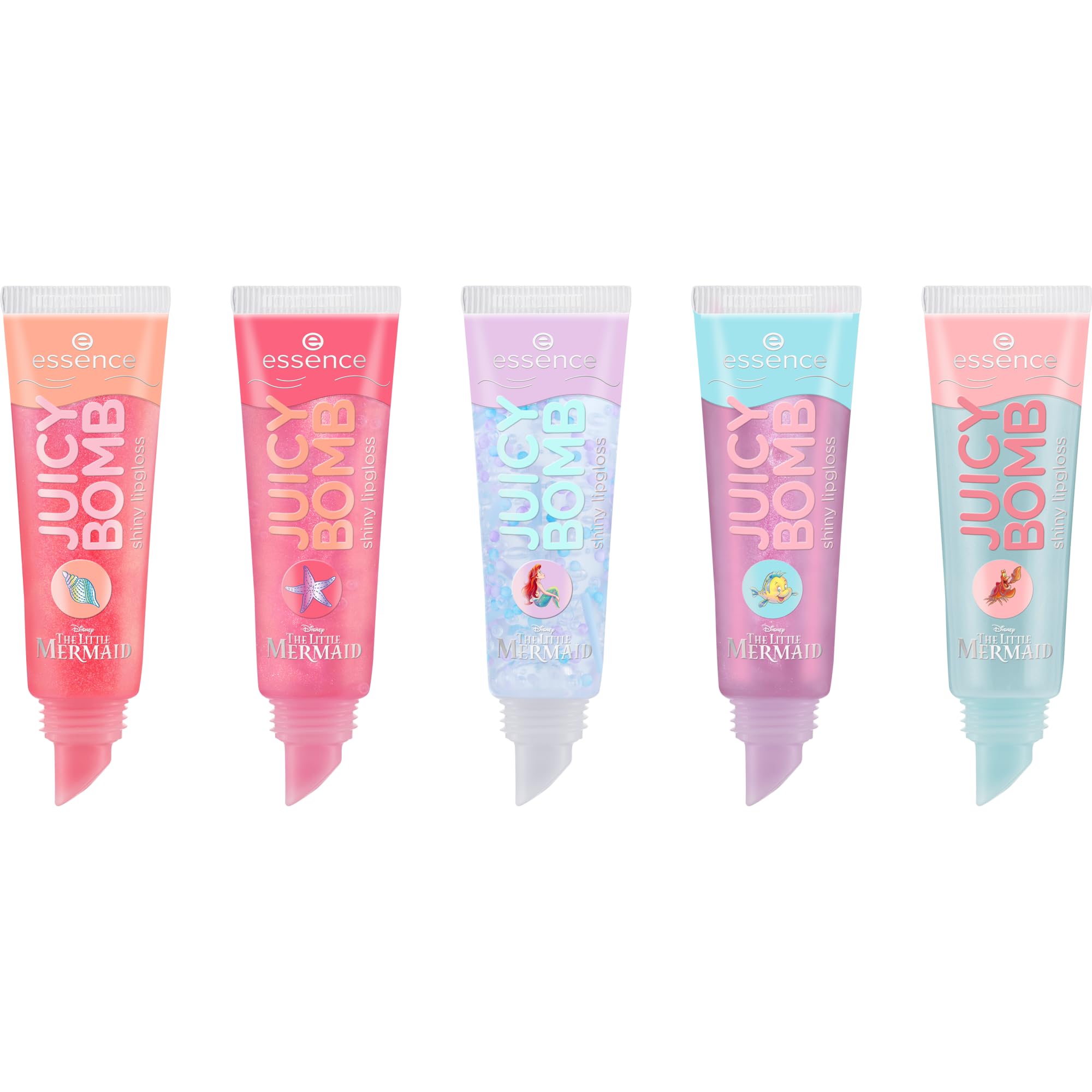 essence Disney THE LITTLE MERMAID JUICY BOMB Shiny Lipgloss Crew - 5 Pack, Shimmery Finish 1