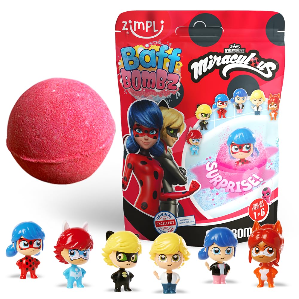 ZIMPLI Miraculous Surprise Bath Bomb - 100g Strawberry Scented with Collectible Toy 1