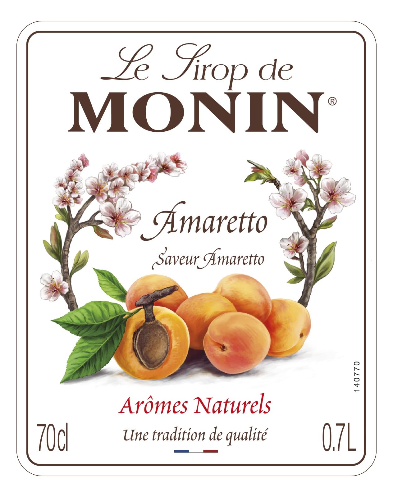Monin Premium Amaretto Syrup - Alcohol-Free Flavor for Coffee & Cocktails | 700ml