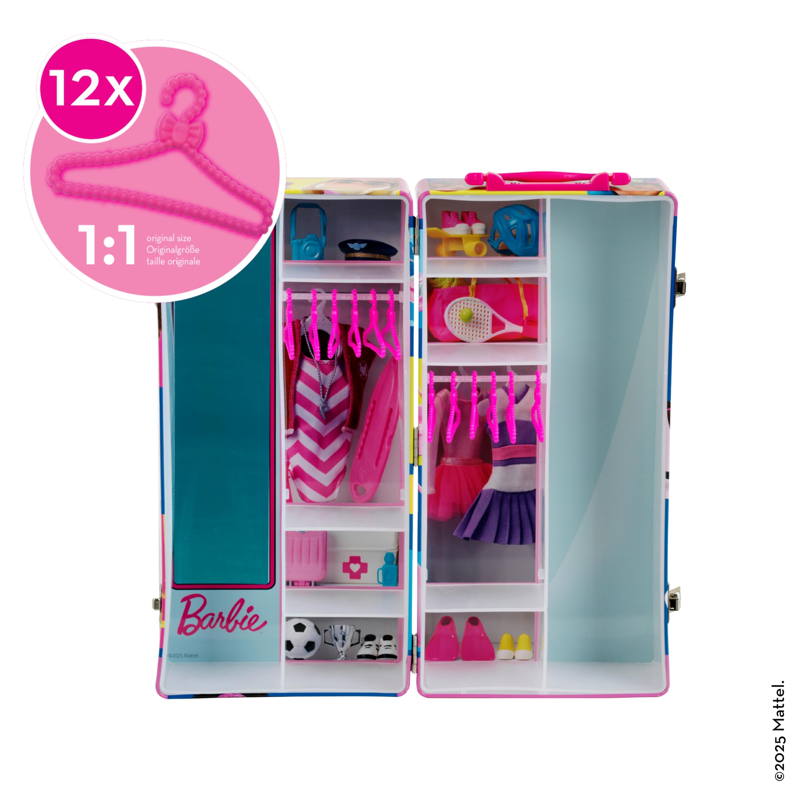 Theo Klein 5801 Barbie Wardrobe Trunk - Playset with Clothes Rails & Shelves for Kids 3+ 6