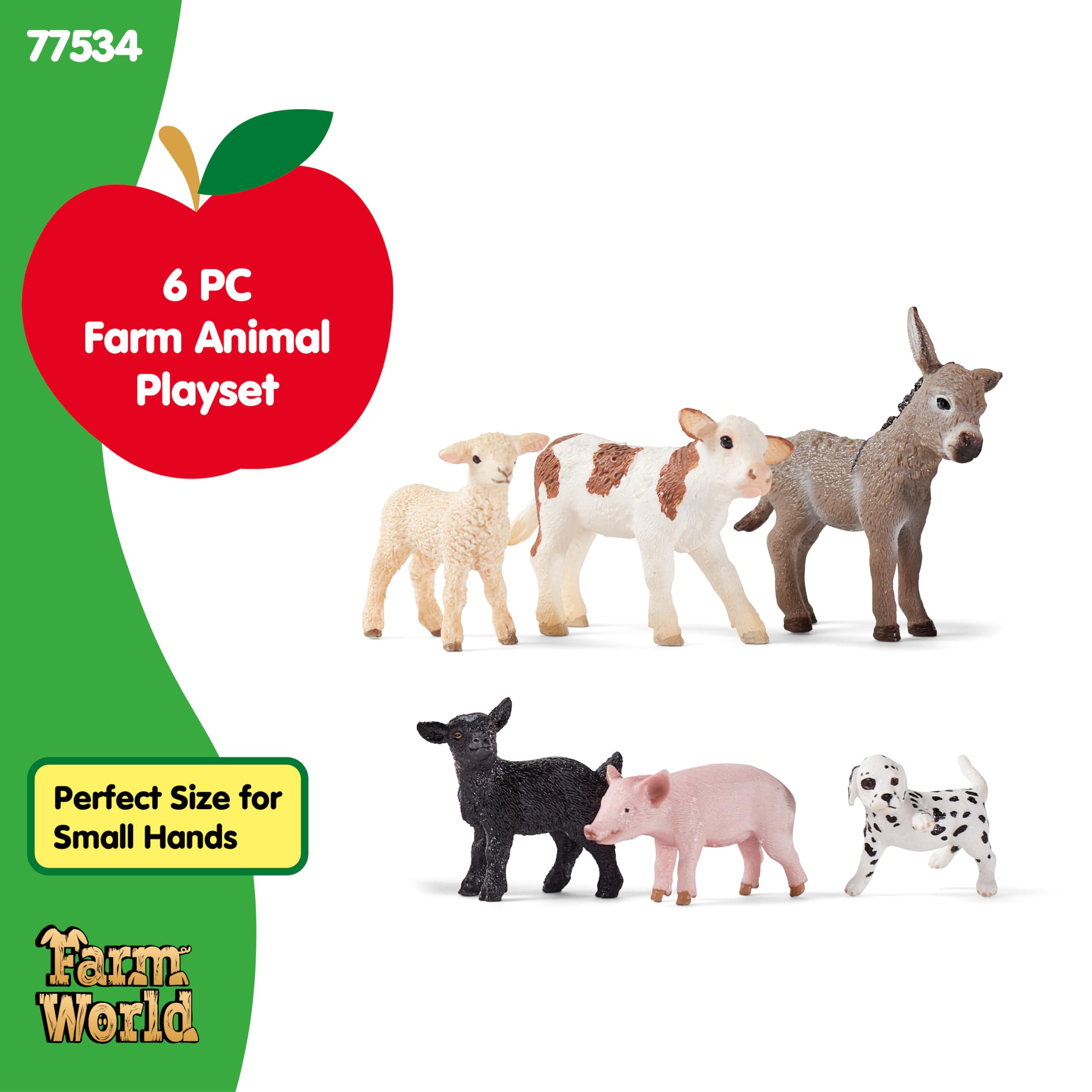SCHLEICH Farm World - 6-Piece Baby Farm Animal Playset with Puppy, Lamb, Goat, Pig, Donkey Foal & Calf 13