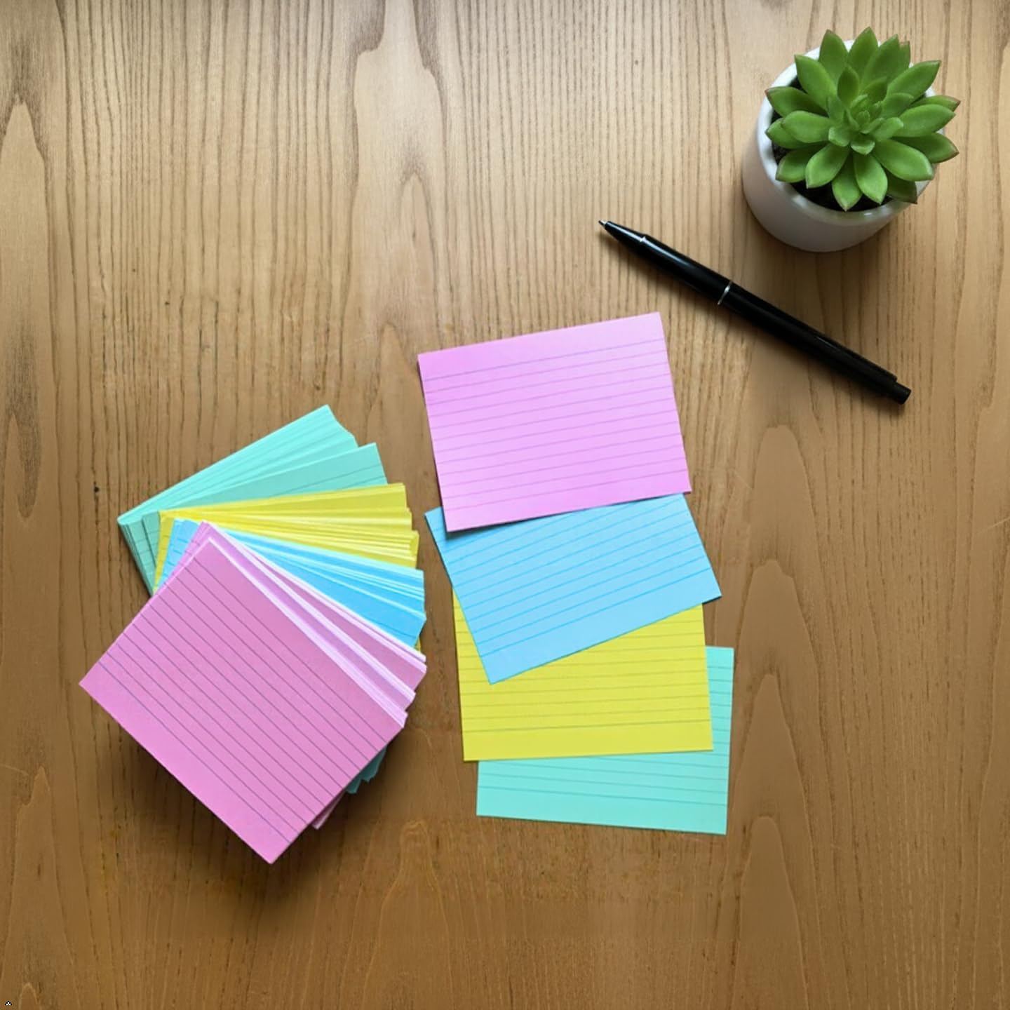 Hawksbill Coloured Index Cards A6 Ruled - 100 Pack Neon Colours | 148mm x 105mm 6