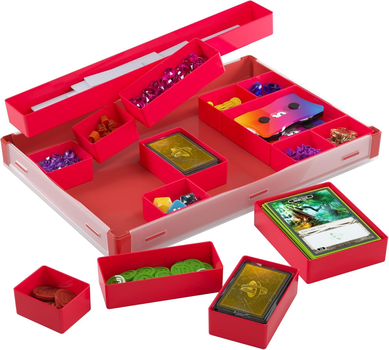 Gamegenic Token Silo XL Red - Board Game Storage with 15 Removable Compartments 5