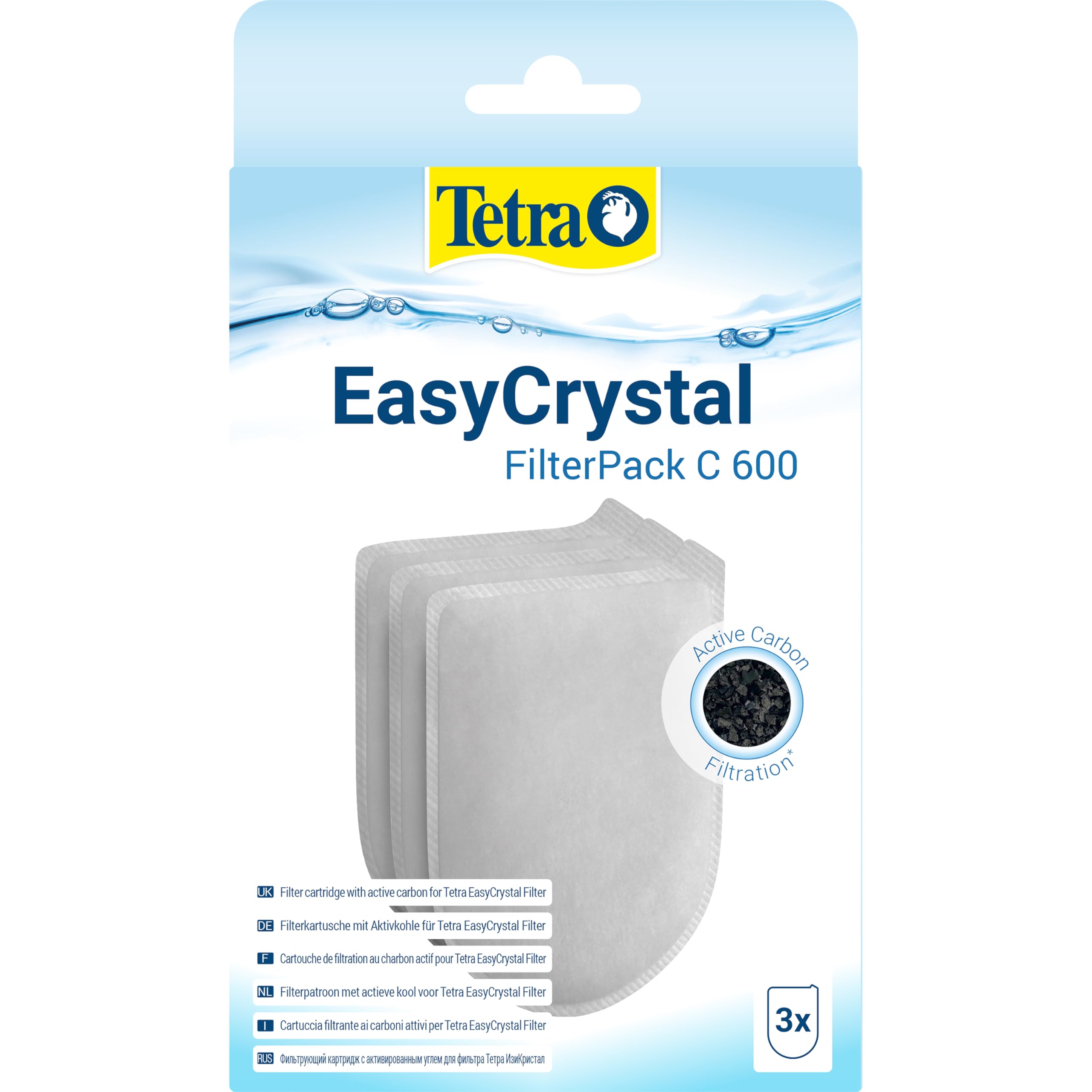 Tetra EasyCrystal Filter Pack 600C Filter Cartridge with Active Carbon | 3 Count