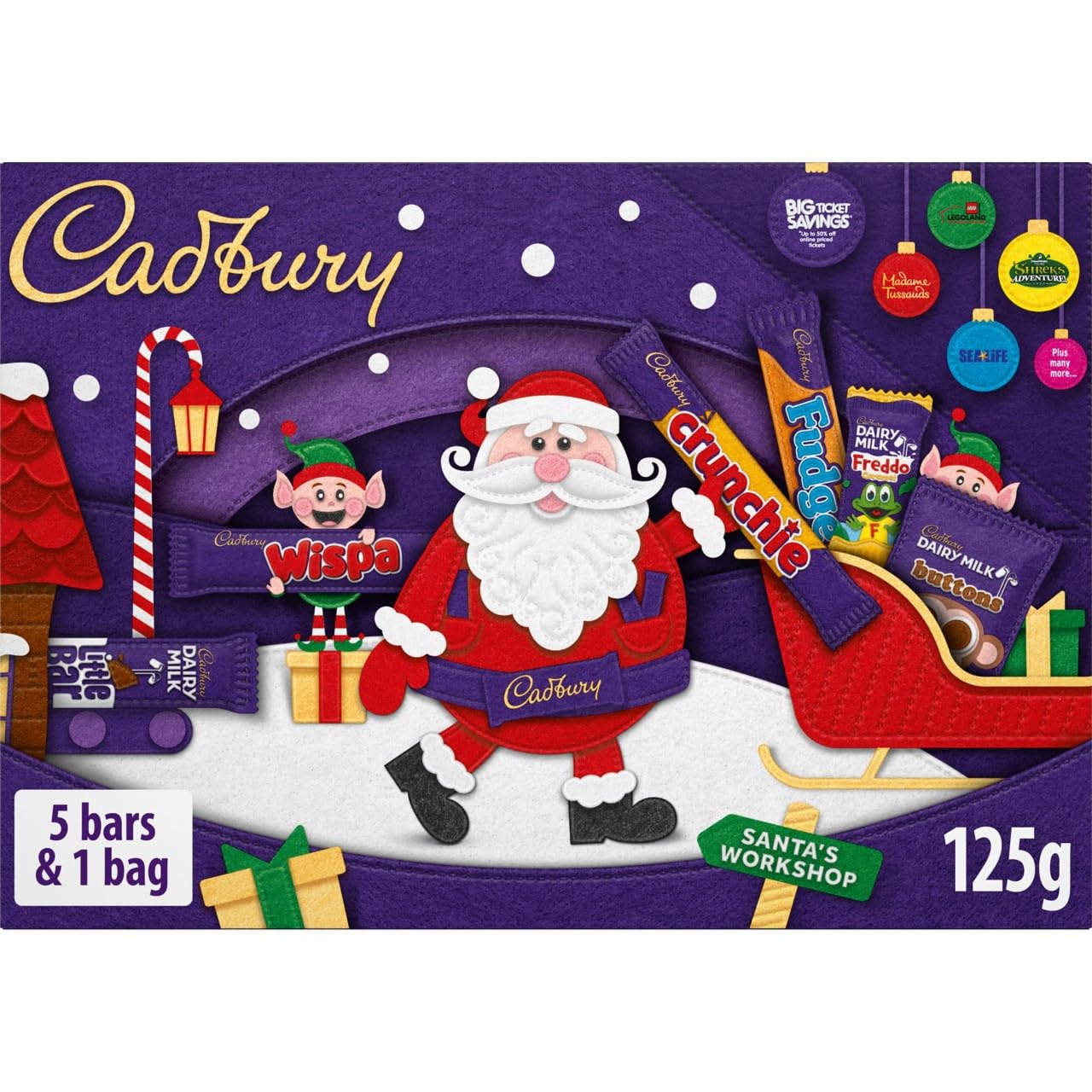 Cadbury Festive Chocolate Selection Box - 125g Christmas Gift with 5 Bars & 1 Bag 7