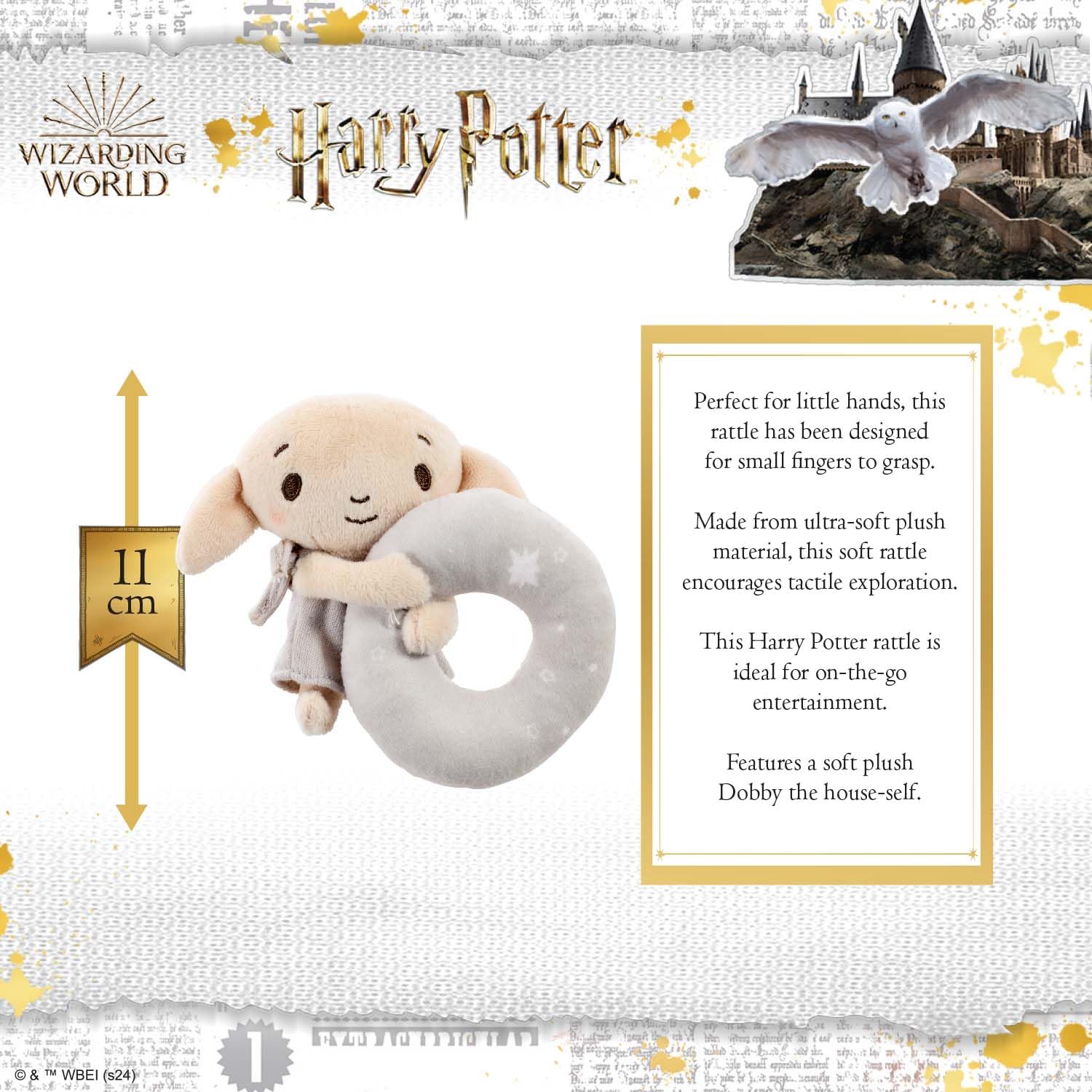 Rainbow Designs Harry Potter Dobby Plush Baby Rattle - Soft Sensory Toy for Newborns & Toddlers 2