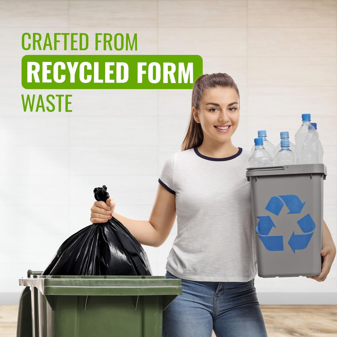 EcoBag 20 Pack Eco-Friendly Wheelie Bin Liners - 240L Heavy Duty Leak-Resistant Recycled Bin Bags