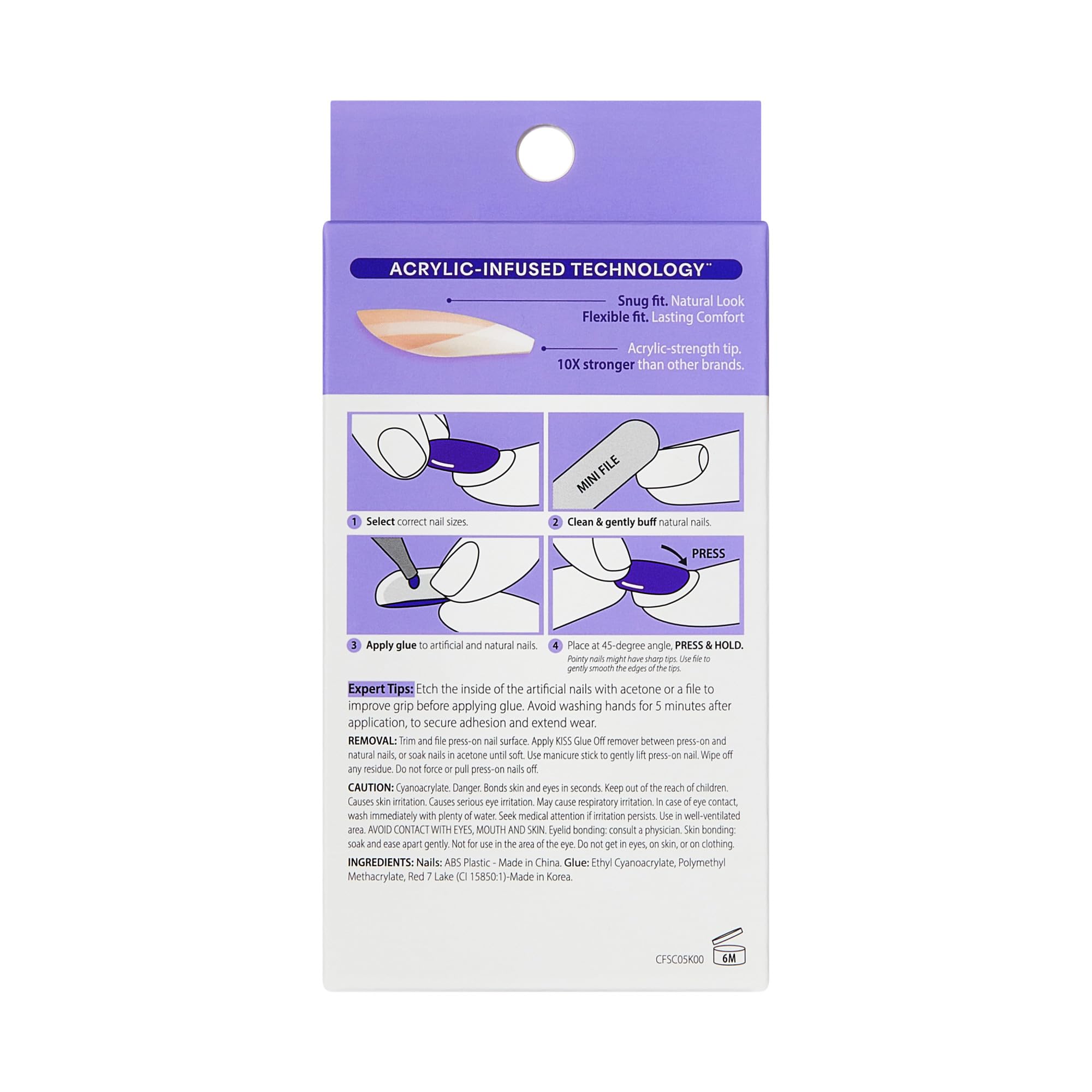 KISS CORE Press On Nails - French Tip Almond Short, White, 32 Count with Glue 8