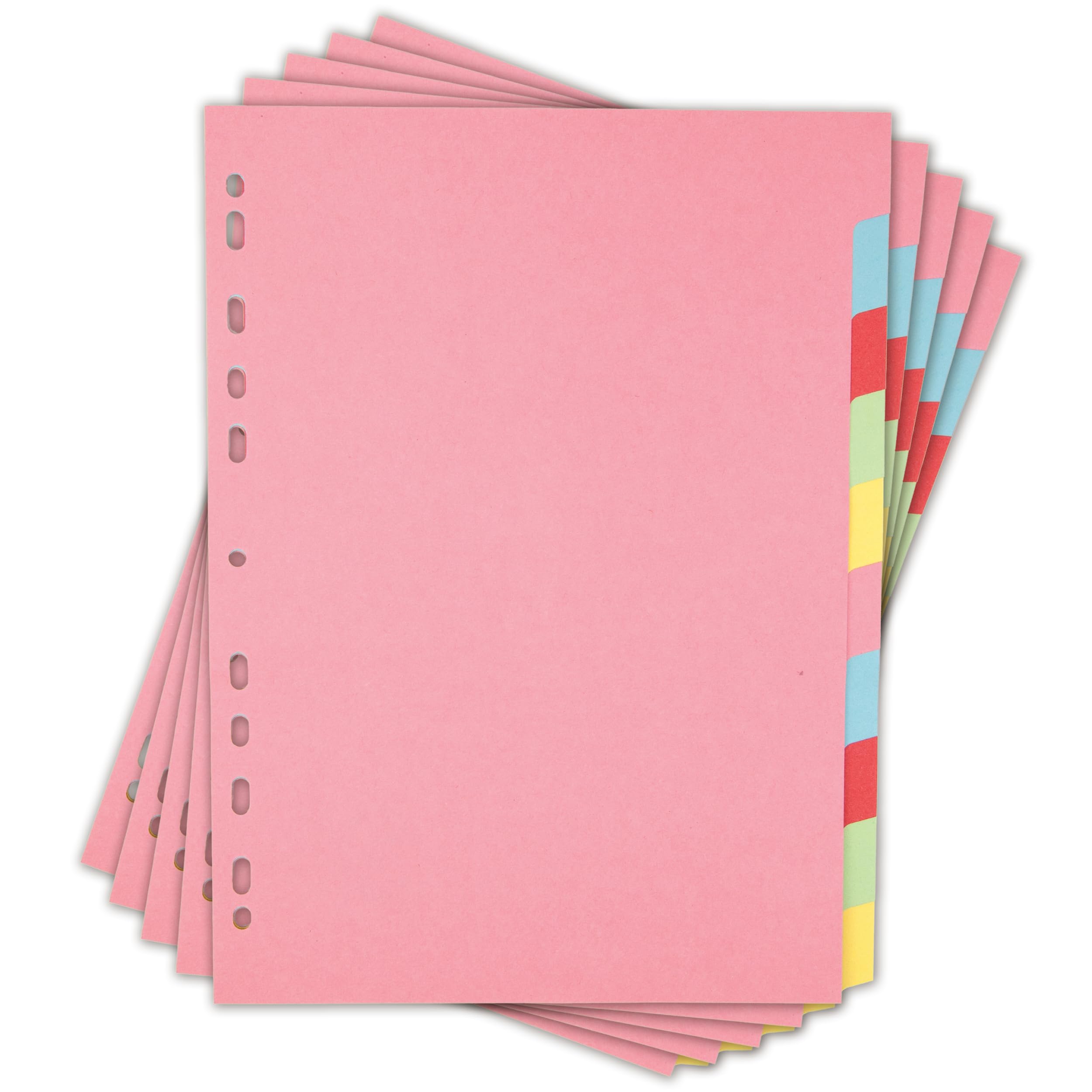 Elba 5 Pack A4 10 Part Card File Dividers - Pink Finish | Durable Cardboard 1