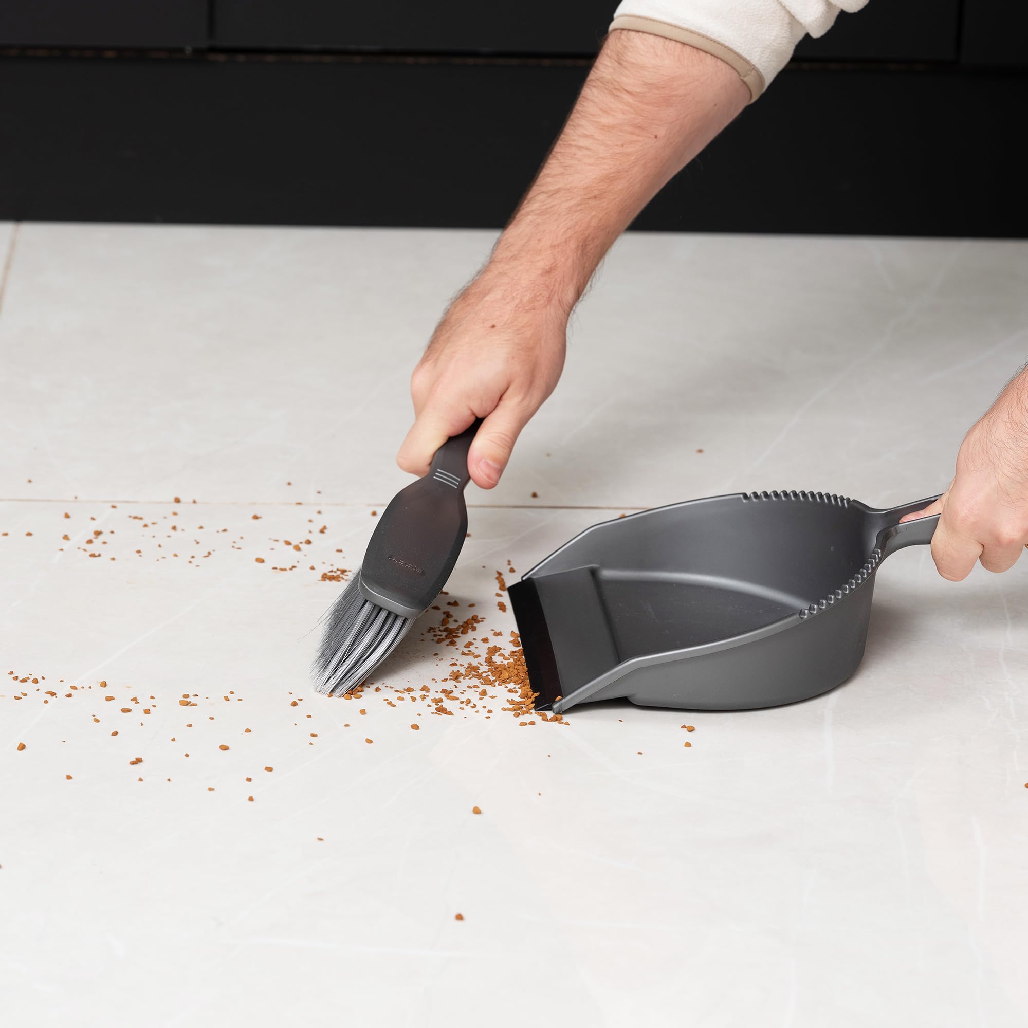 Addis Everyday Stiff Dustpan & Brush Set - Metallic Silver, Heavy-Duty Cleaning Tools for Home, One Size 7