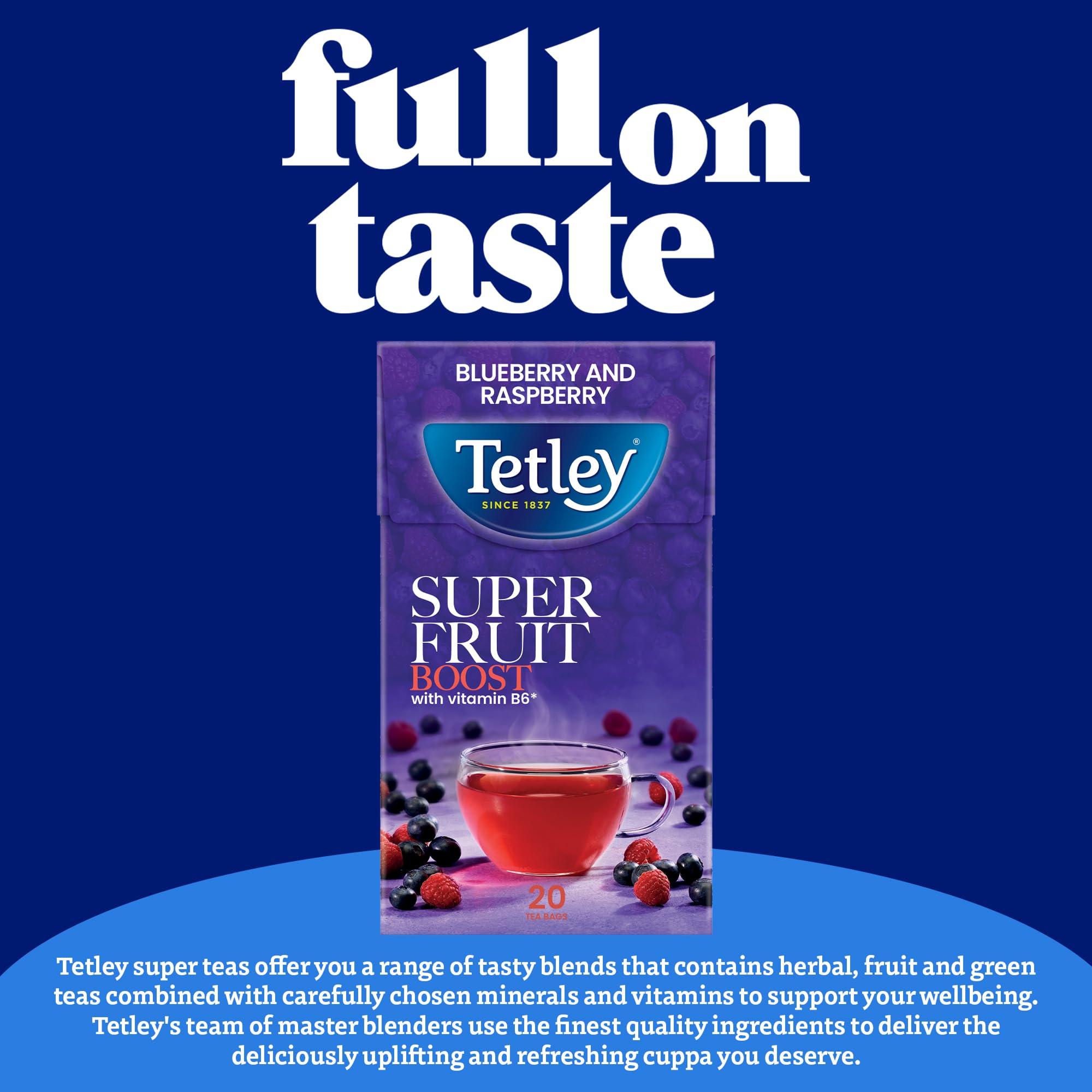 Tetley Super Fruits Boost Cranberry & Elderflower Herbal Tea Bags x20 with Vitamin B6