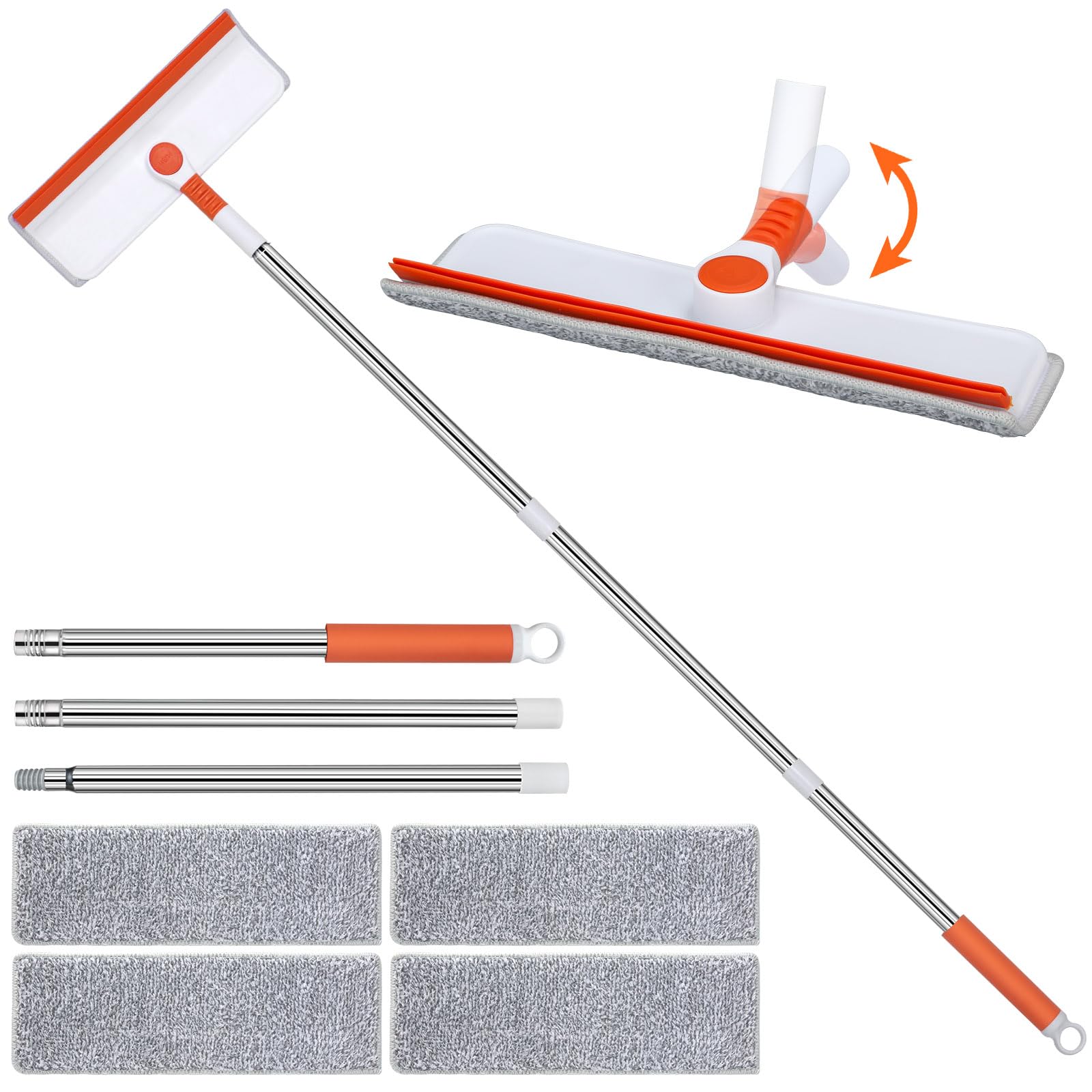 Alyvisun Window Screen Brush with 132cm Extendable Pole & 2-in-1 Scrubber/Squeegee 1