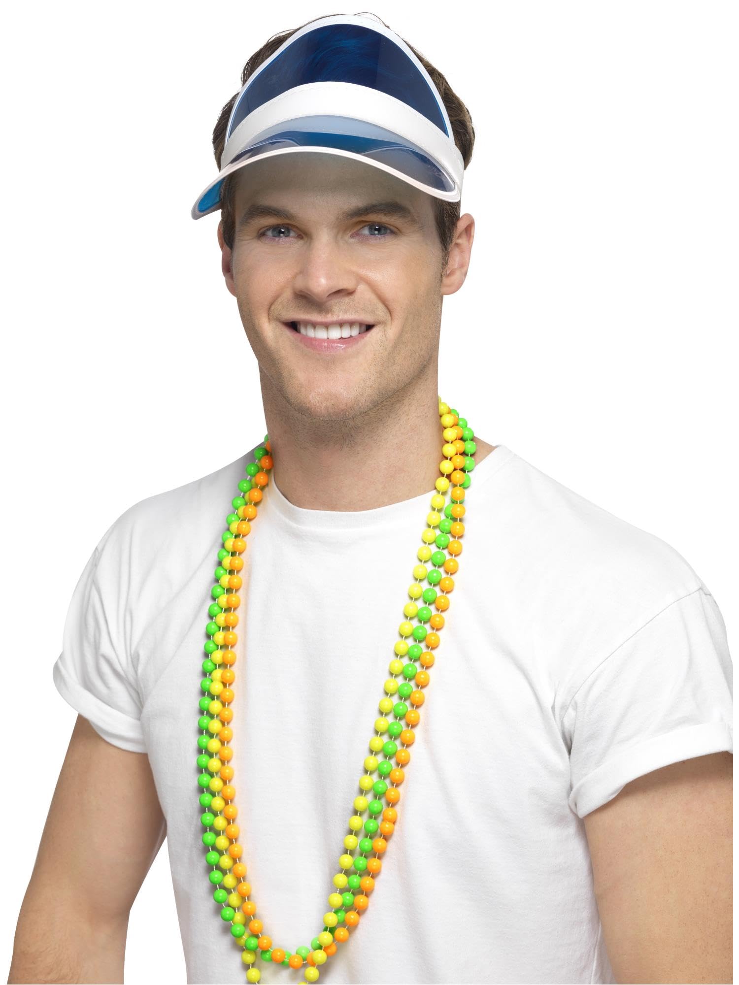 Smiffys 80s Sun Visor Blue - 1980s Fancy Dress Hat for Adults