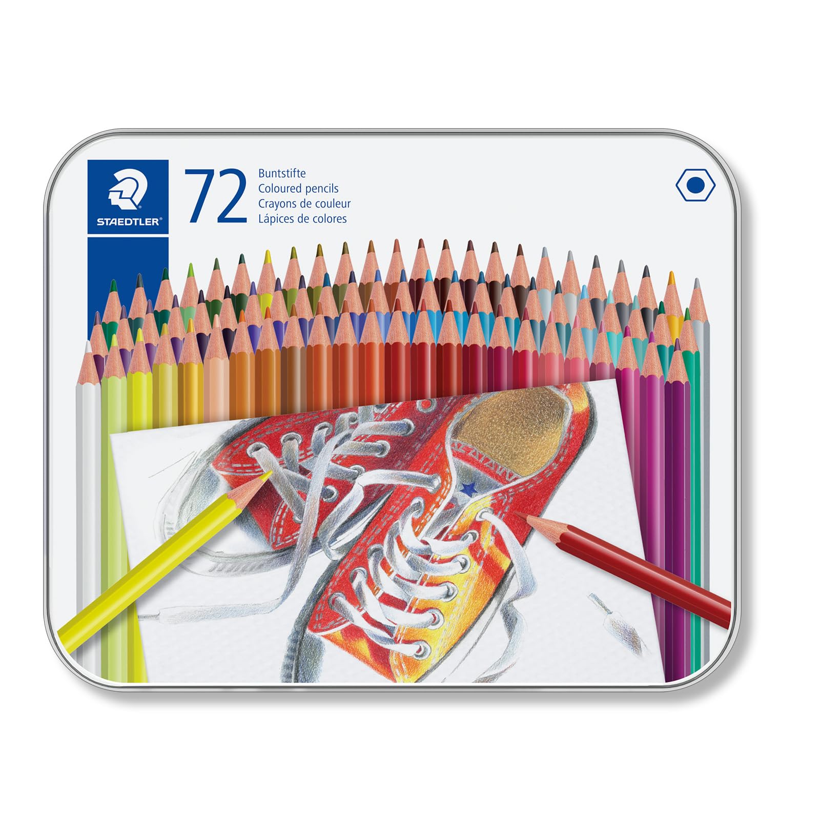 STAEDTLER 175 M72 Coloured Pencils - 72 Brilliant Colours | Erasable | Hexagonal Shape
