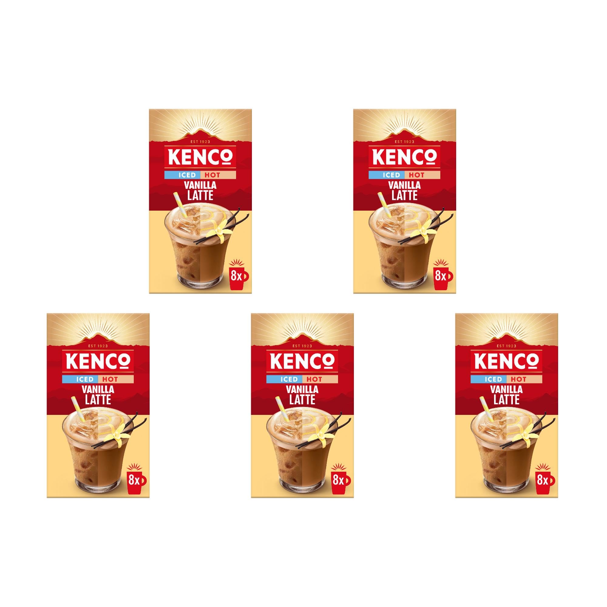 Kenco Iced Hot Vanilla Latte Sachets - 40 Total Sachets (8 Sachets x Pack of 5)