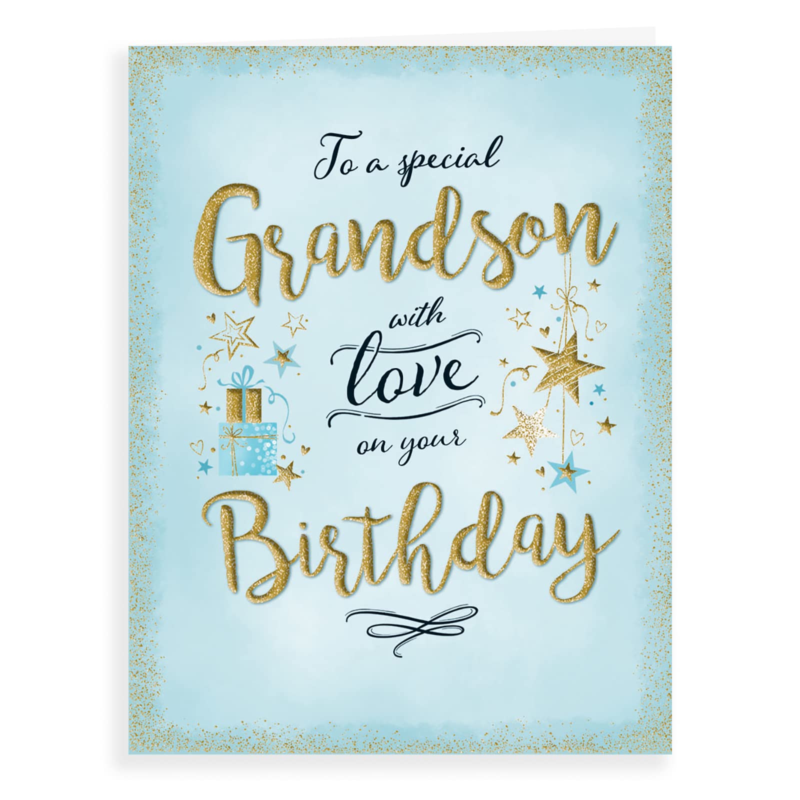 Piccadilly Greetings Modern Birthday Card for Grandson | 8 x 6 Inches | Blue Stars Design 1