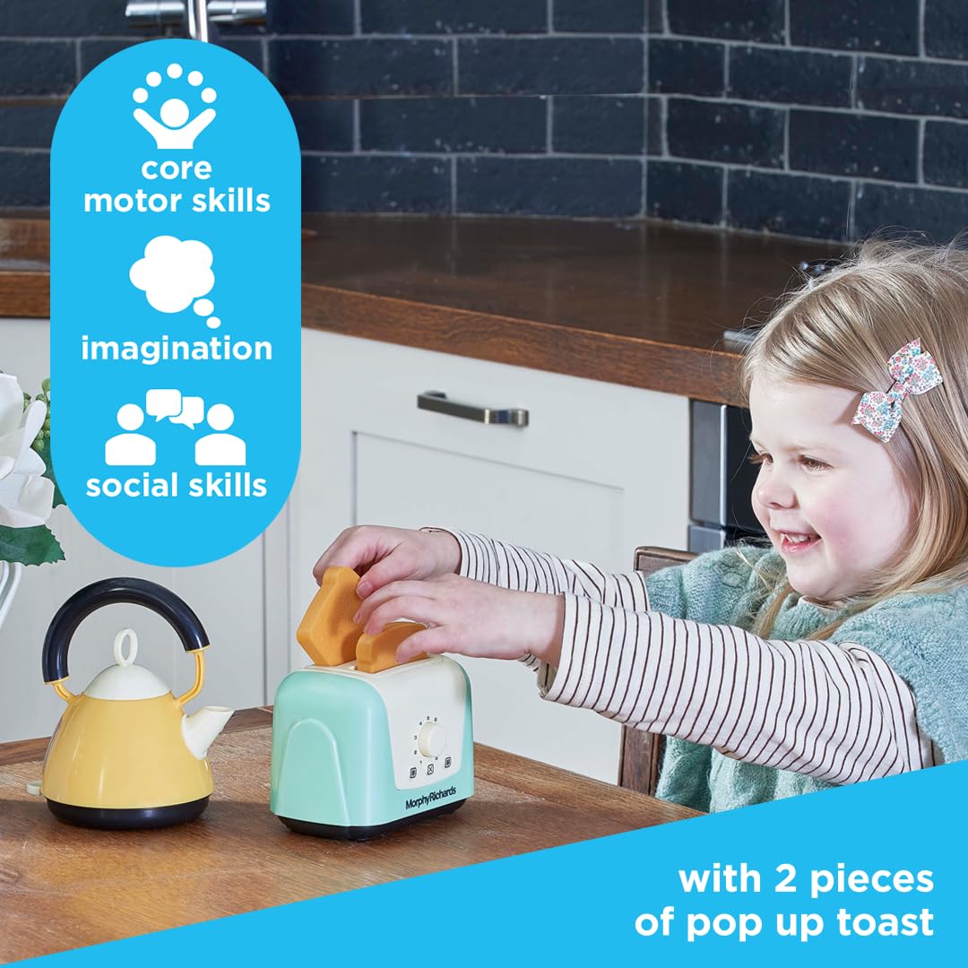 Casdon Morphy Richards Interactive Toy Toaster & Kettle Set - Play Kitchen Appliances for Kids 3+