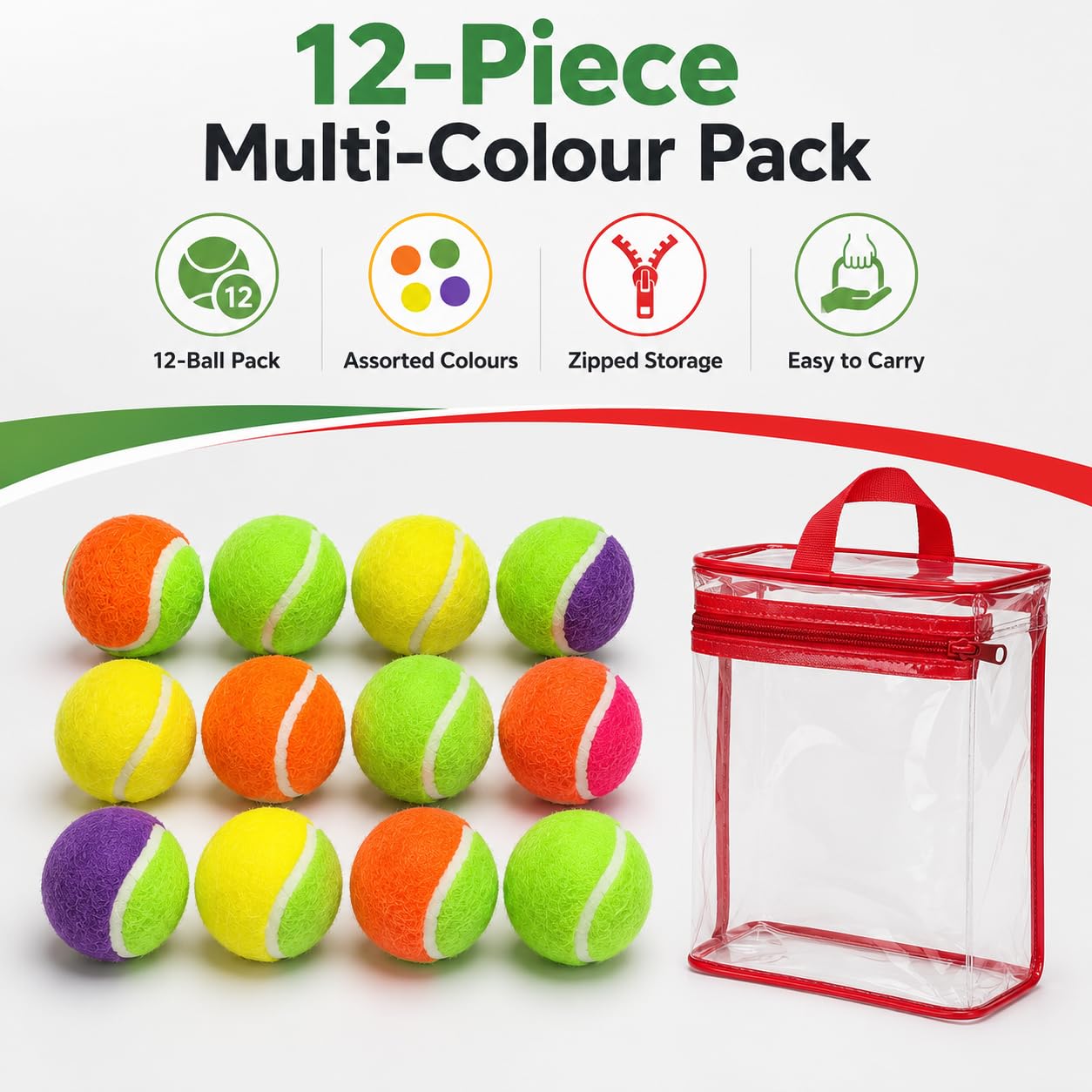 1ABOVE 12-Pack Multi-Colour Tennis Balls for Dogs - Lightweight Fetch Toy 7
