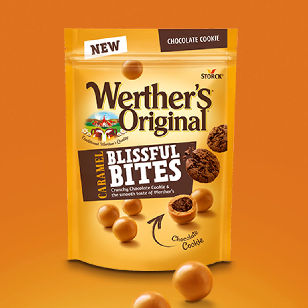 Werther's Original Caramel Blissful Bites, Sweet Caramel with Cookie Crunch, Vegetarian, 140g