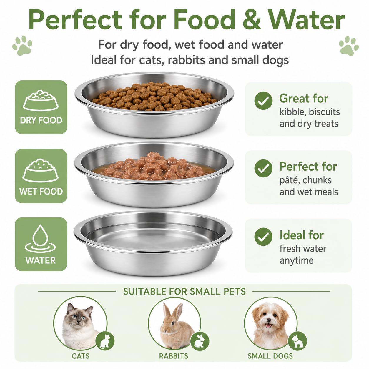 JADUFHU Stainless Steel Cat Bowls - 3 Pcs, 5.5 Inch Diameter, Whiskers-Friendly Design 3