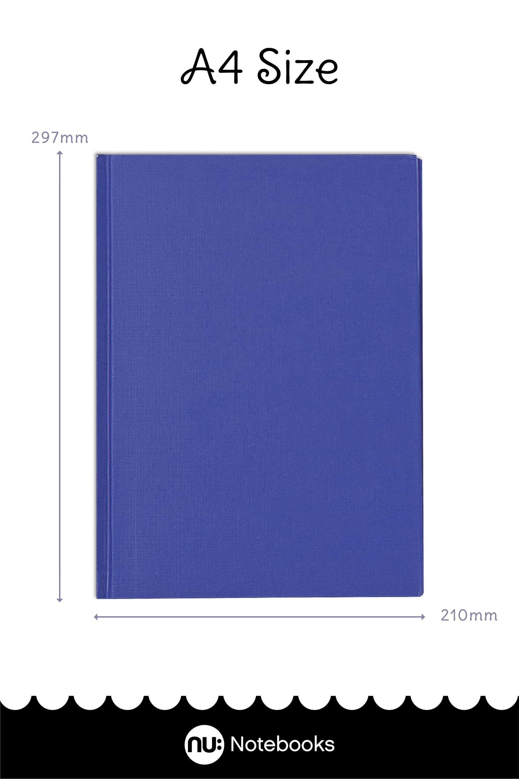 nu: A4 Casebound Manuscript Book | 192 Pages, 70gsm White Paper, College Ruled | 3-Pack Blue 3
