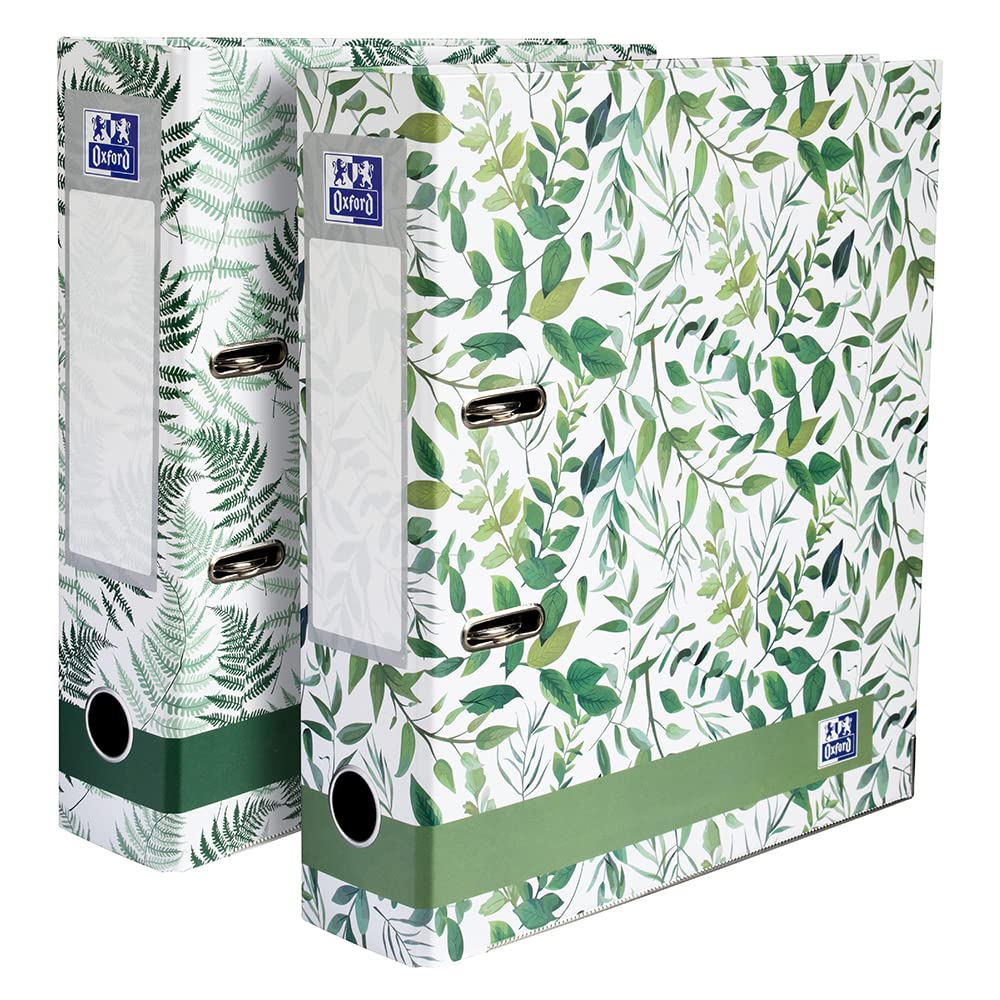 Oxford Lever Arch File - Leaves Design A4, 70mm Spine, High Capacity | Pack of 2 1