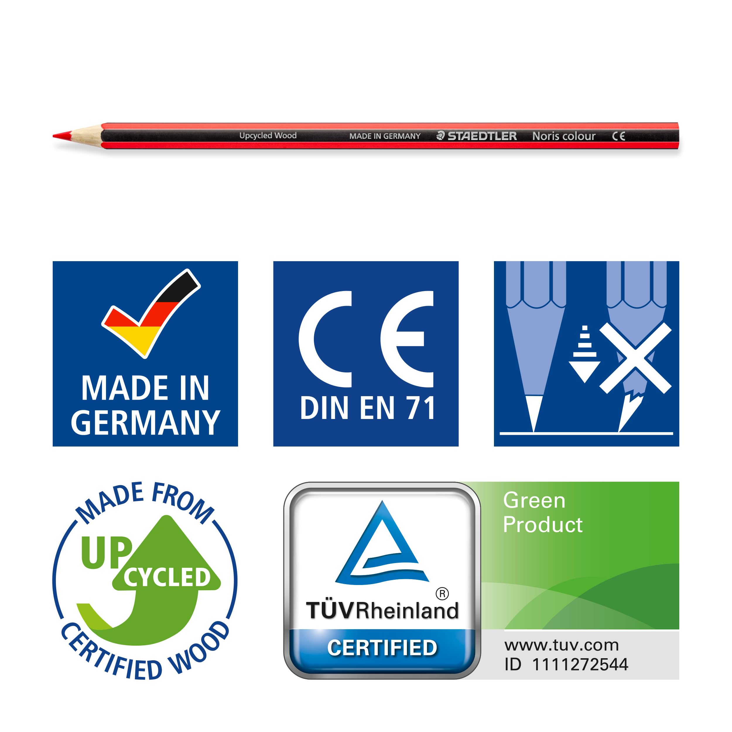 STAEDTLER Noris Colour Coloured Pencils - Upcycled Wood, 12 Assorted Brilliant Colours 4