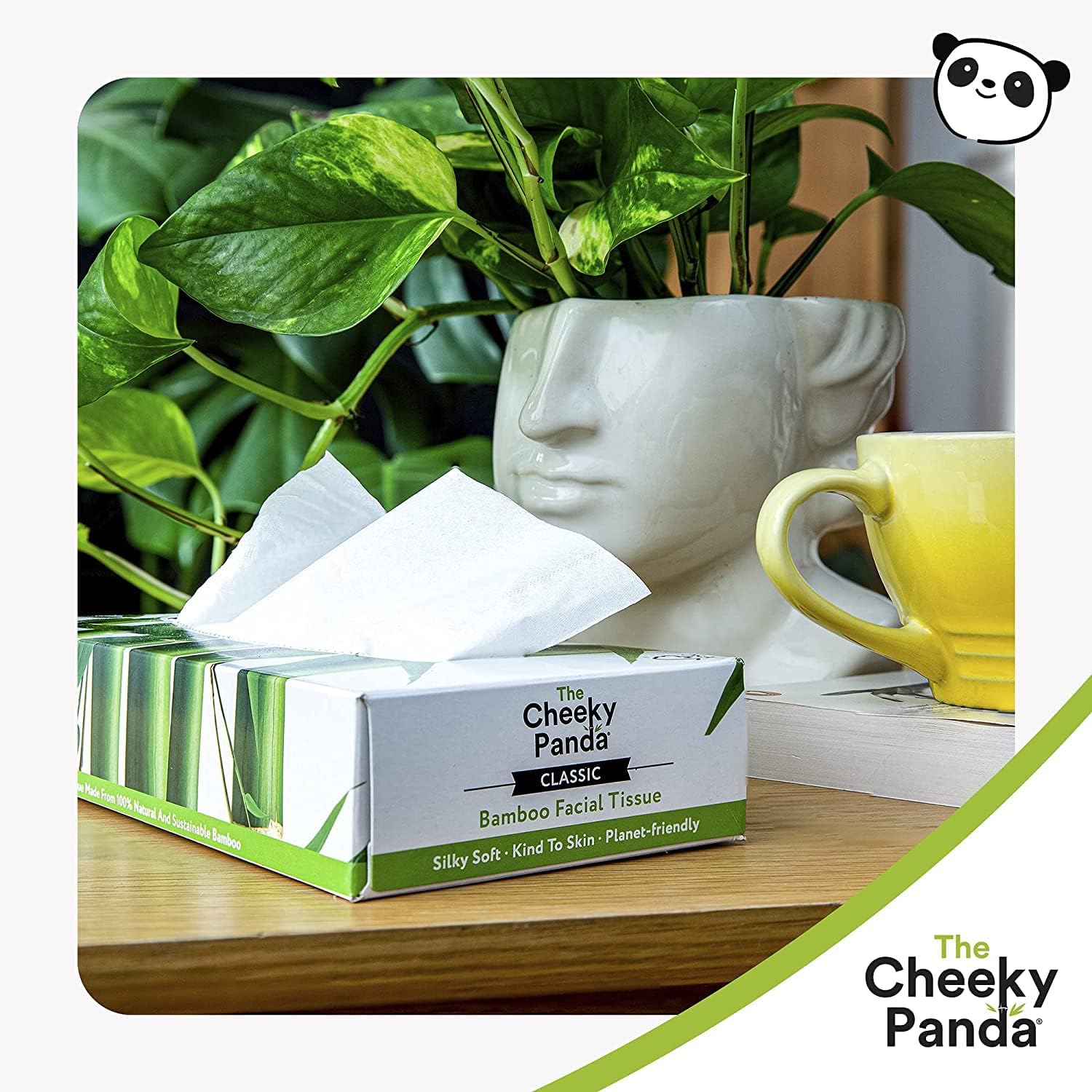 The Cheeky Panda – Bamboo Facial Tissues 3-Ply Flat Box (80 Tissues) Hypoallergenic, Plastic-Free, Eco-Friendly 5