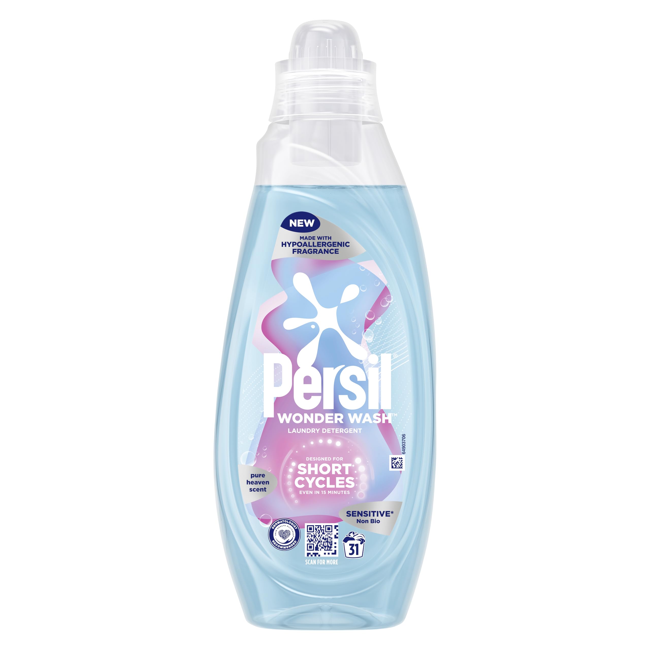 Persil Wonder Wash Sensitive Non Bio Liquid Detergent - Fast-Acting Formula for Short Cycles 1