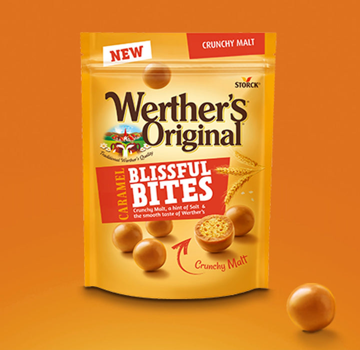 Werther's Original Caramel Blissful Bites, Crunchy Malt & Creamy Caramel Treats, Vegetarian, 140g