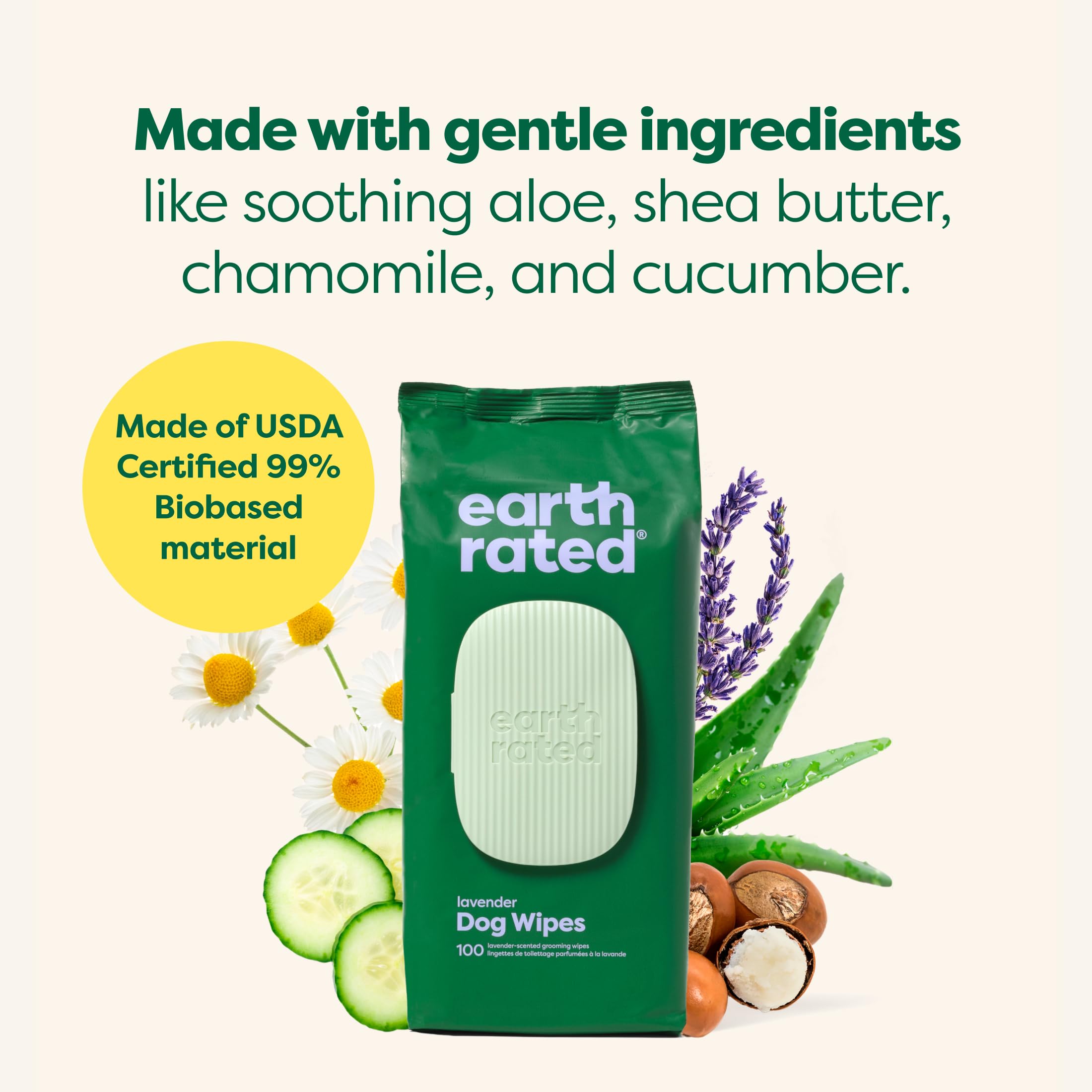 Earth Rated Dog Wipes - Hypoallergenic & Lavender Scented | 100 Count | 98% Biobased 4