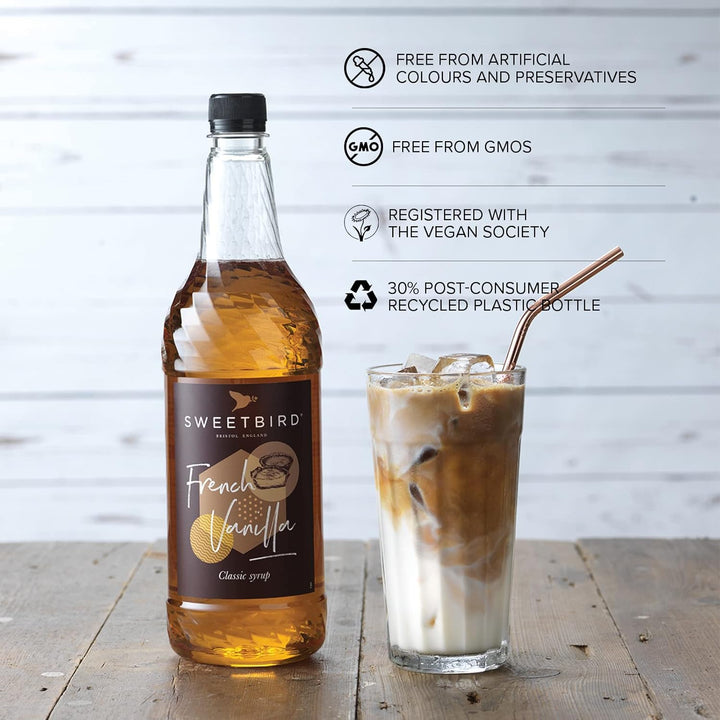 Sweetbird French Vanilla Syrup (1 Litre) - Vegan Friendly Beverage Syrup