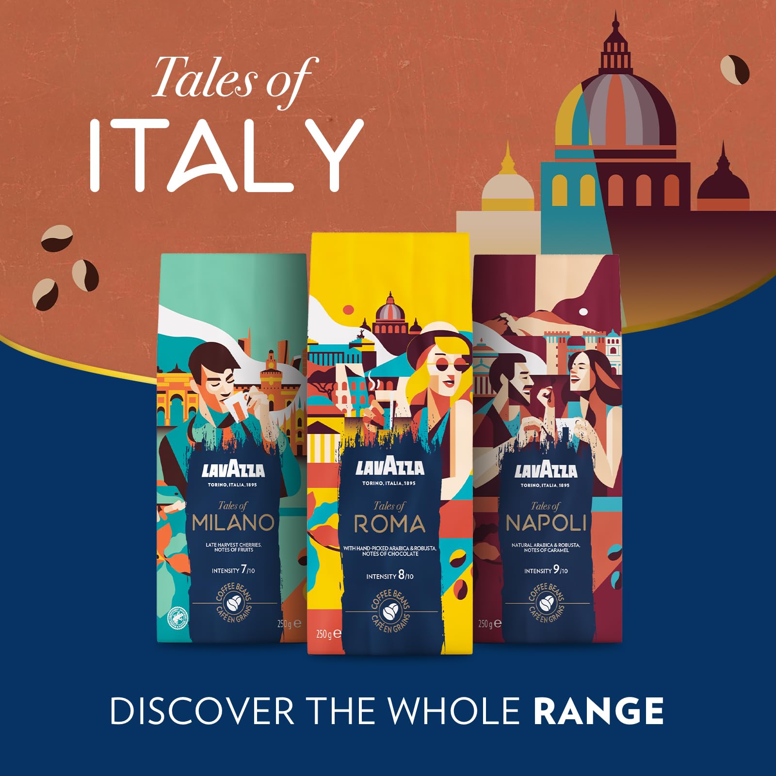 Lavazza Tales of Italy Roma - Whole Coffee Beans, 250g Soft Pack 5