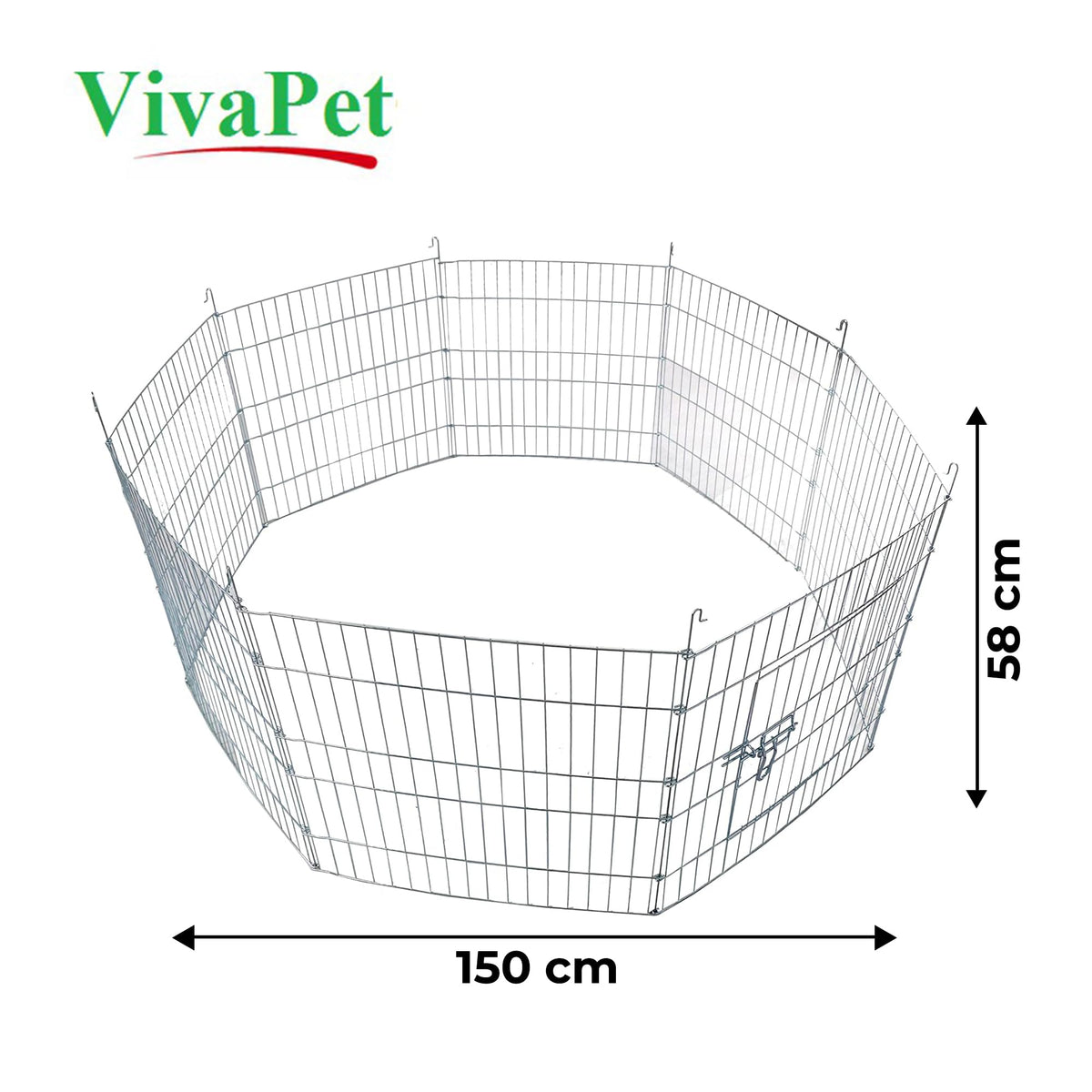 VivaPet Double Dragon Pet Playpen - Foldable Metal Enclosure, 55 x 55 Inch, Silver