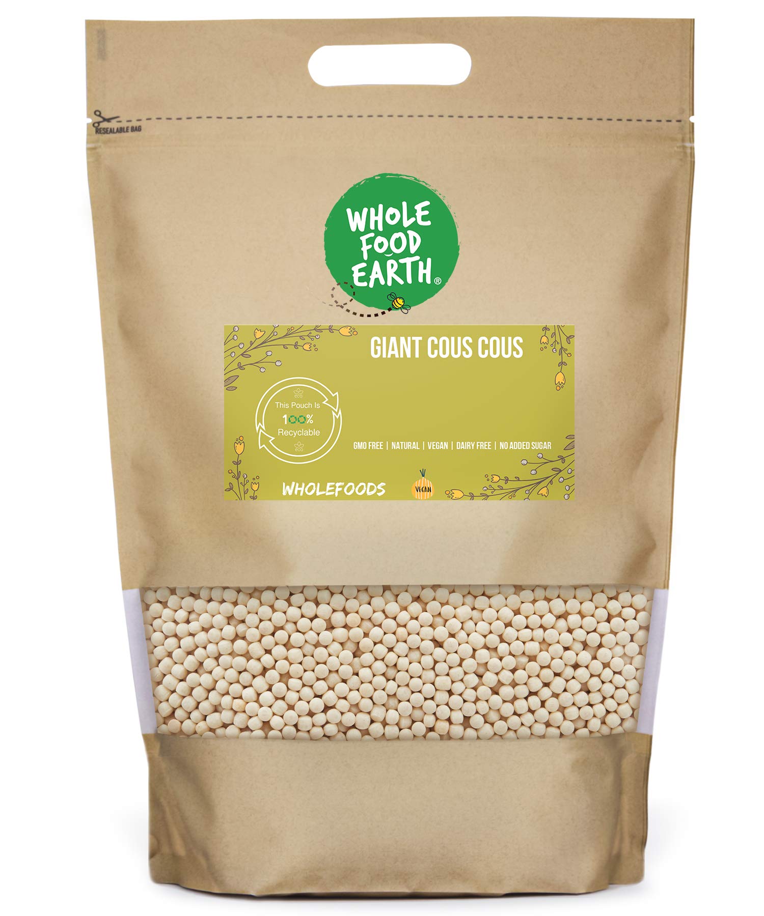 Wholefood Earth Giant Couscous - 250g | GMO Free | Natural | Vegan Friendly