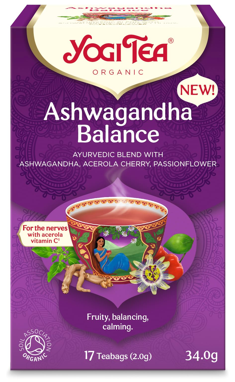 YOGI TEA Ashwagandha Balance Organic Herbal Tea - Promotes Relaxation & Stress Relief | 6 x 17 Bags 6