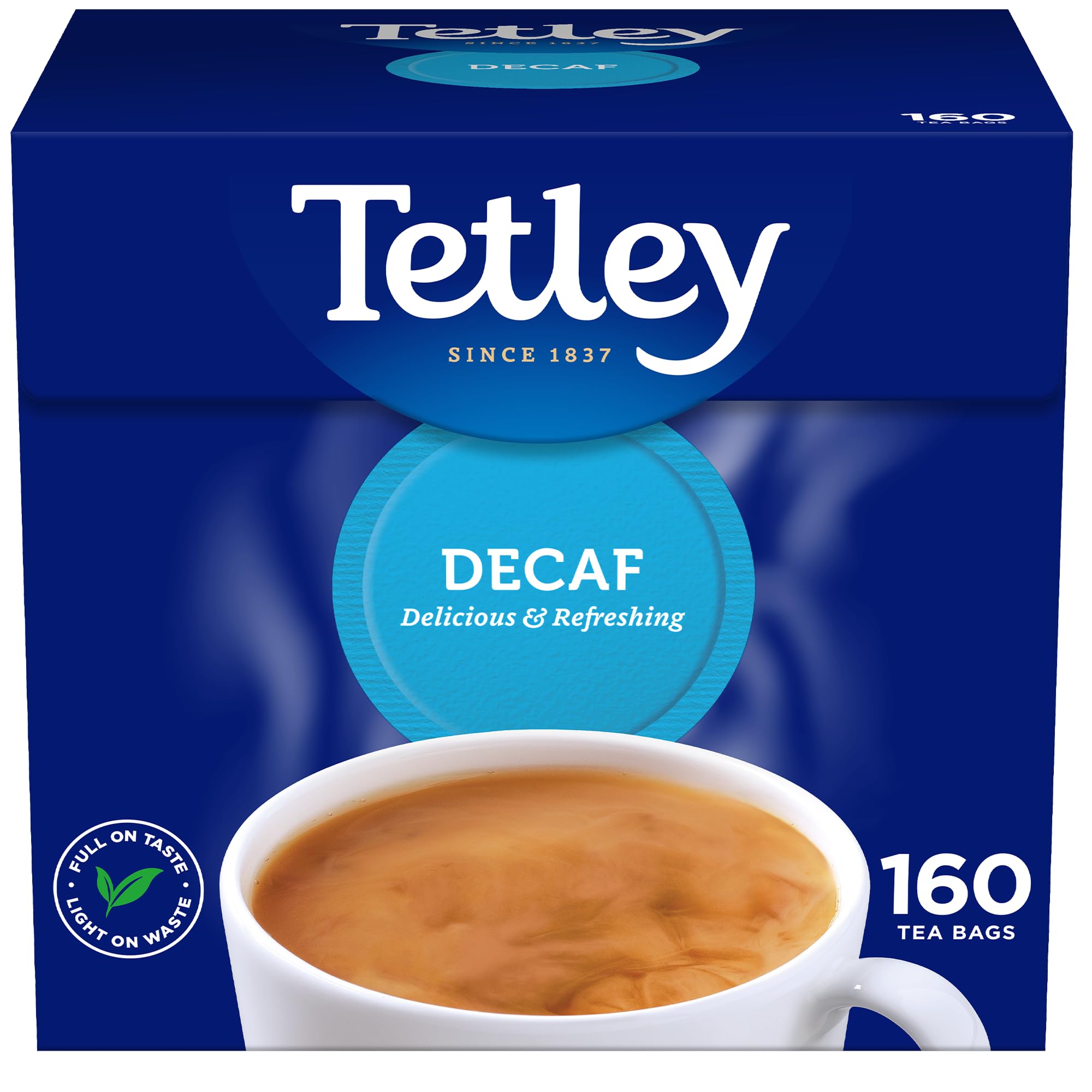 Tetley Original Decaf Black Tea Bags - Caffeine-Free, Rich Flavour | 160 Count, Single Pack