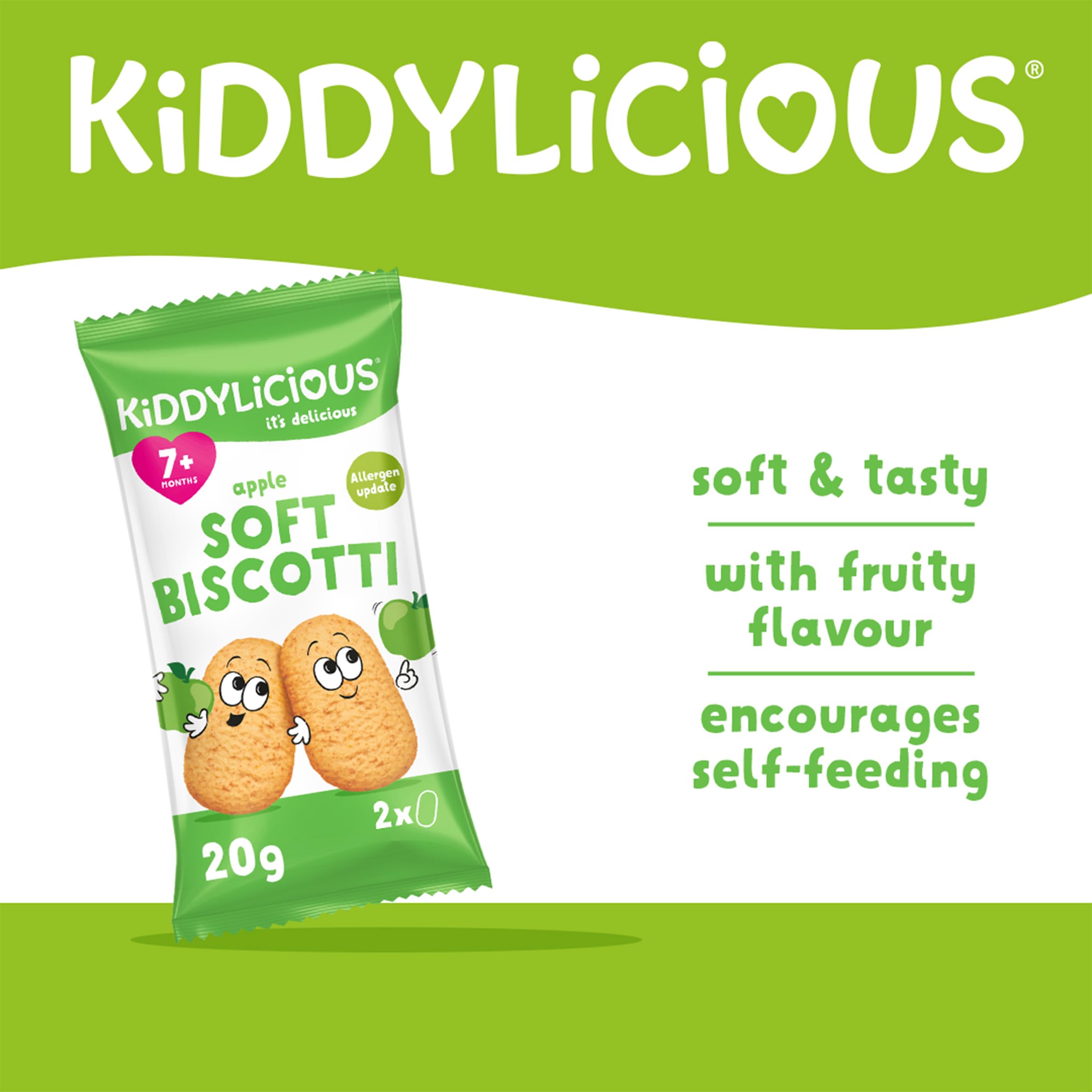 Kiddylicious Apple Biscotti - Soft Whole Wheat Finger Food for Babies 7+ Months | 6 Count Pack 2