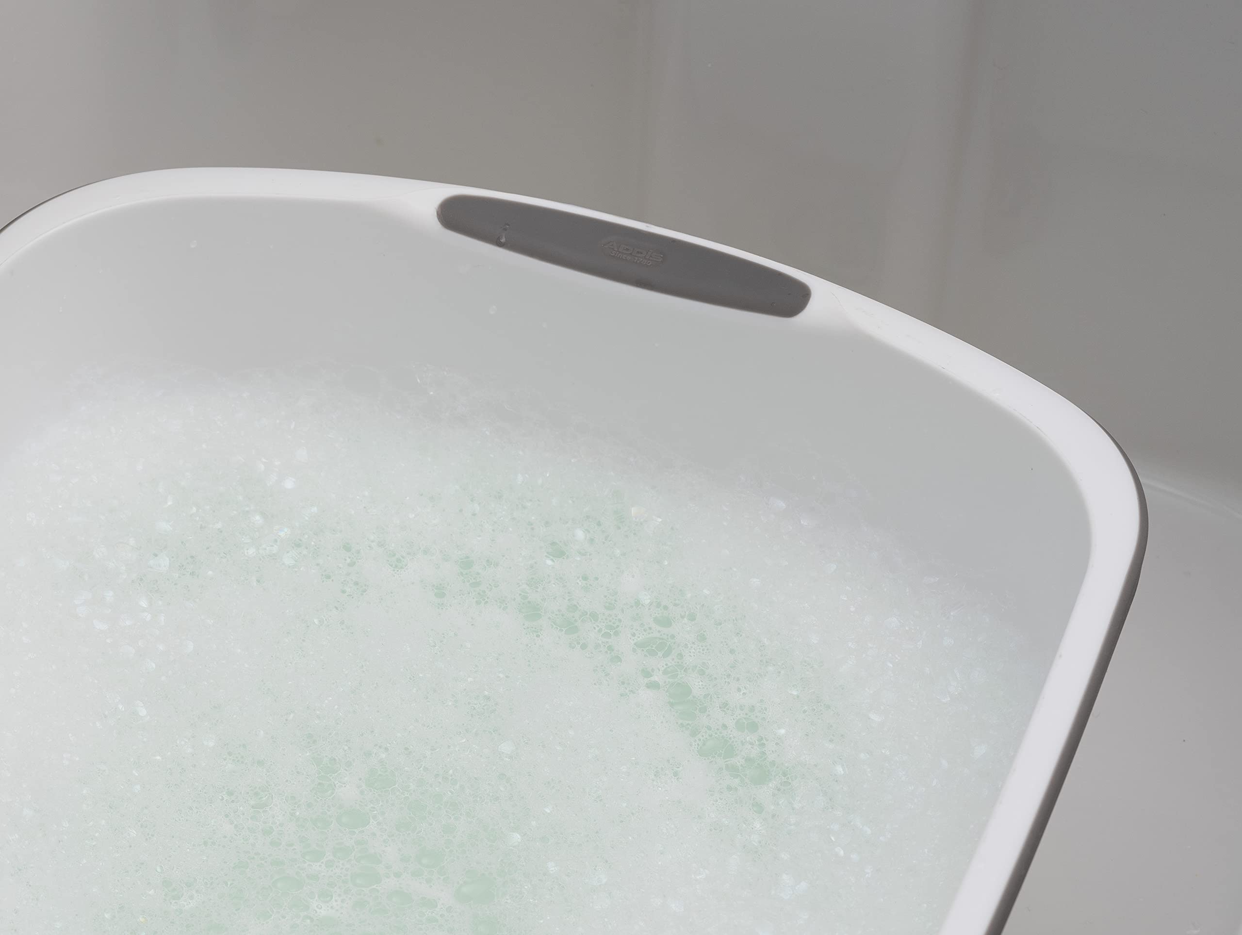 Addis Large Rectangular Washing Up Bowl - 9.5 Litre Capacity, White & Grey 7